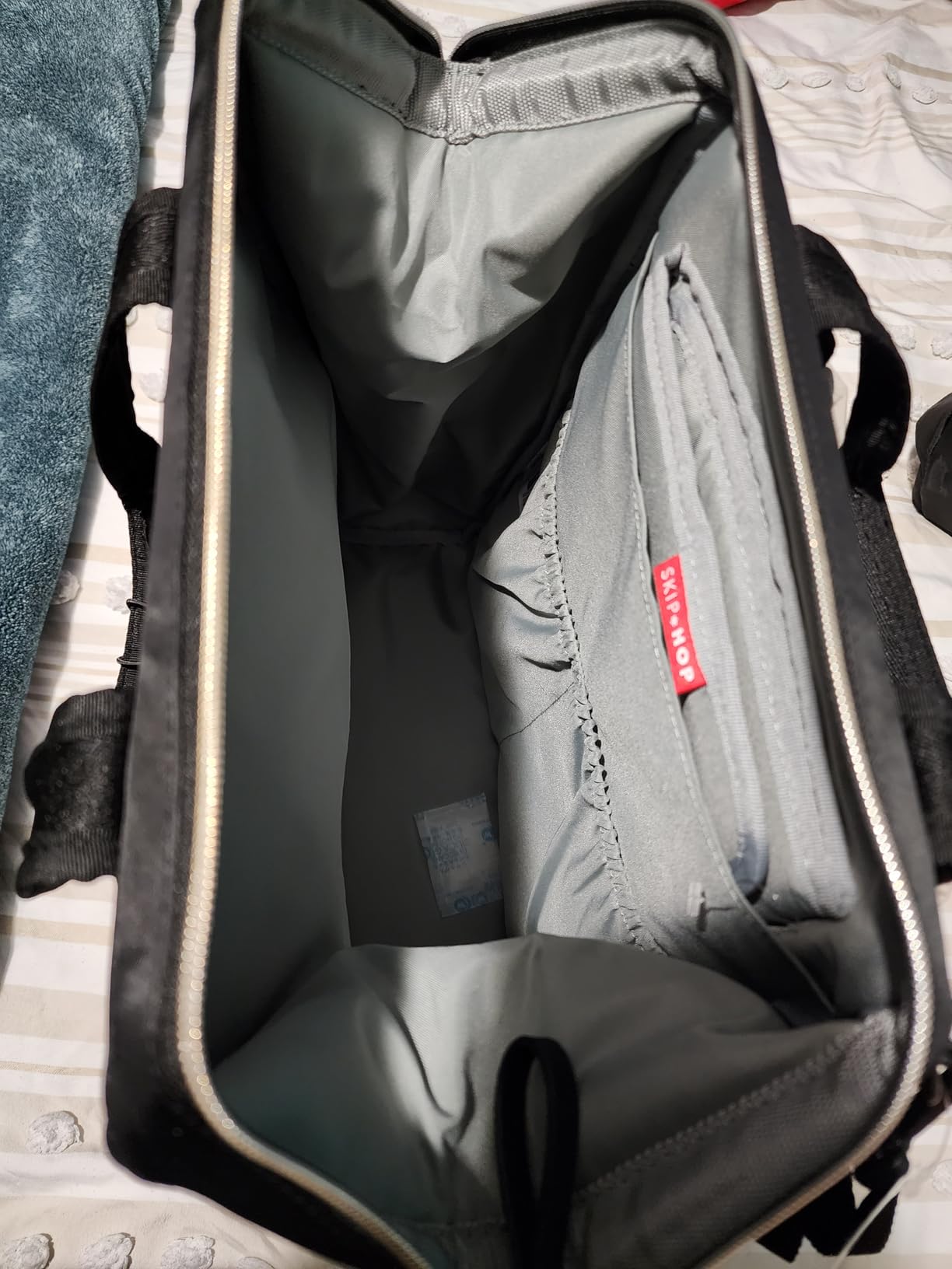 Skip Hop Diaper Bag Backpack: Mainframe Large Capacity Wide Open Structure with Changing Pad & Stroller Attachement, Black with Gold Trim customer photo 2