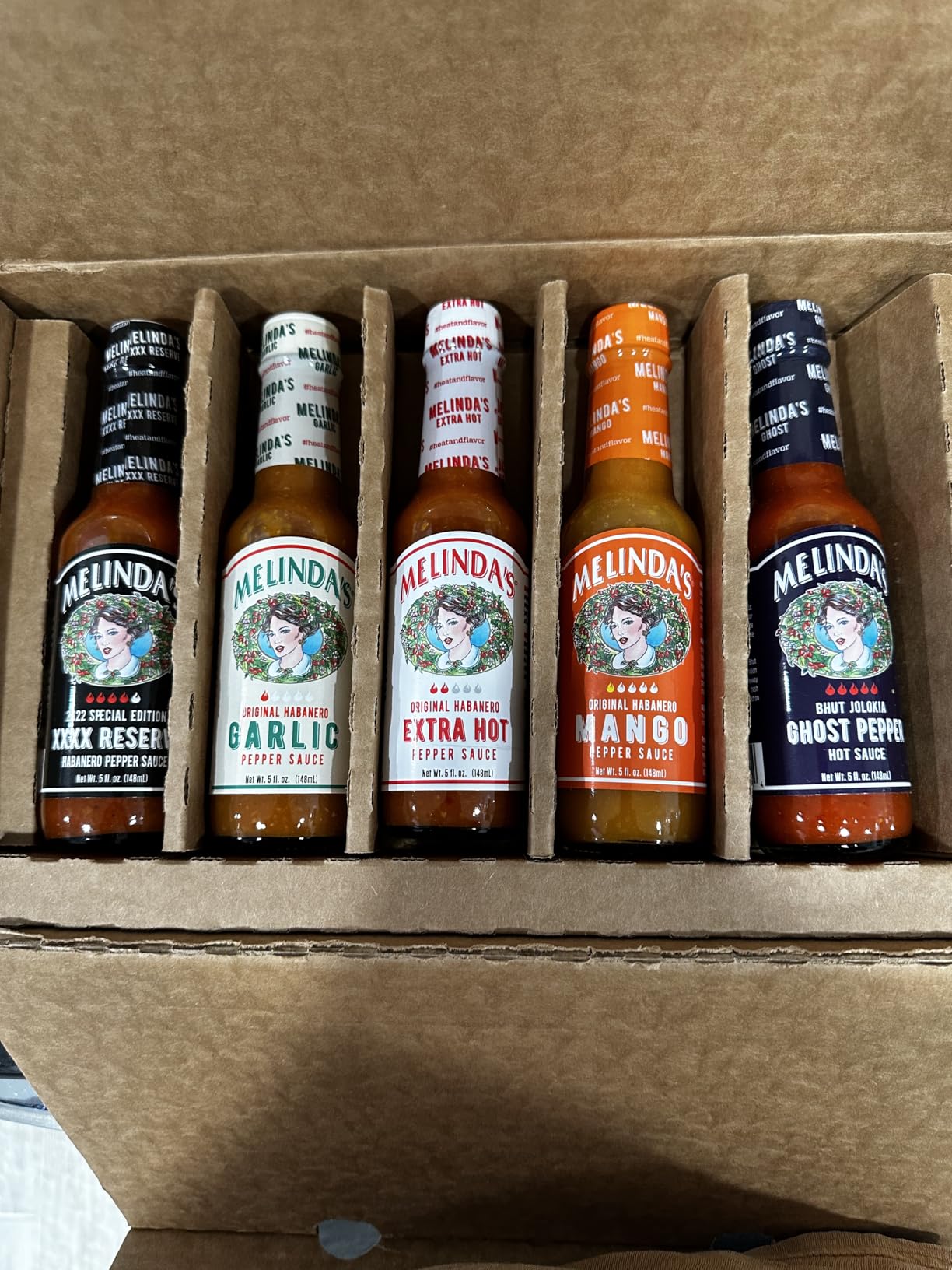Melinda's Hot Sauce Variety Pack - Extra Spicy Gourmet Hot Sauce Gift Set with Variety of Heat Levels - Includes XXXXtra Reserve, Garlic Habanero, Extra Hot, Mango, Ghost Pepper- 5 oz, 5 Pack customer photo 1