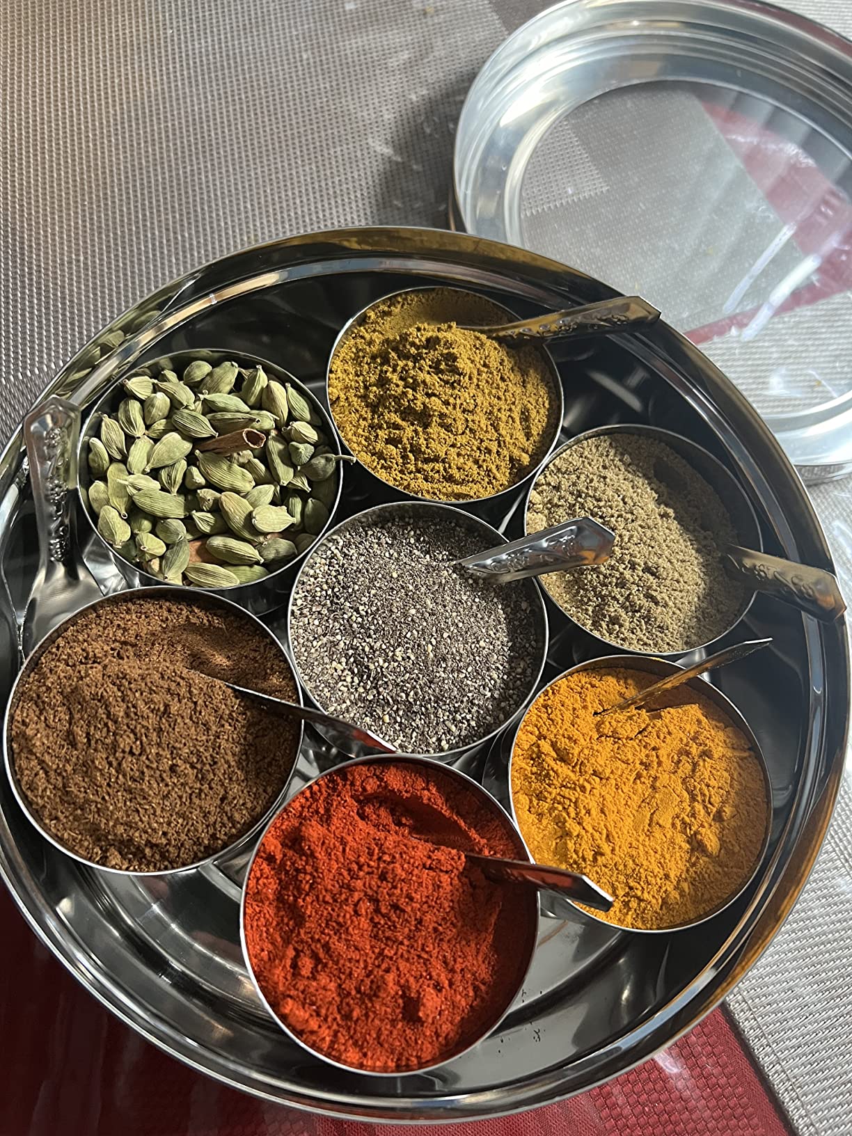 Stainless Steel Transparent Masala Dabba - 7 Containers, Steel Masala Box, Kitchen Spice Box customer photo 2