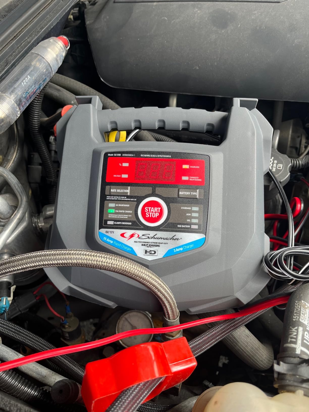 Schumacher Electric 15A Car Battery Charger and Maintainer, 4-in-1 Solution, for 6V/12V Power Sport, Automotive, and Marine Batteries, SC1280 customer photo 2