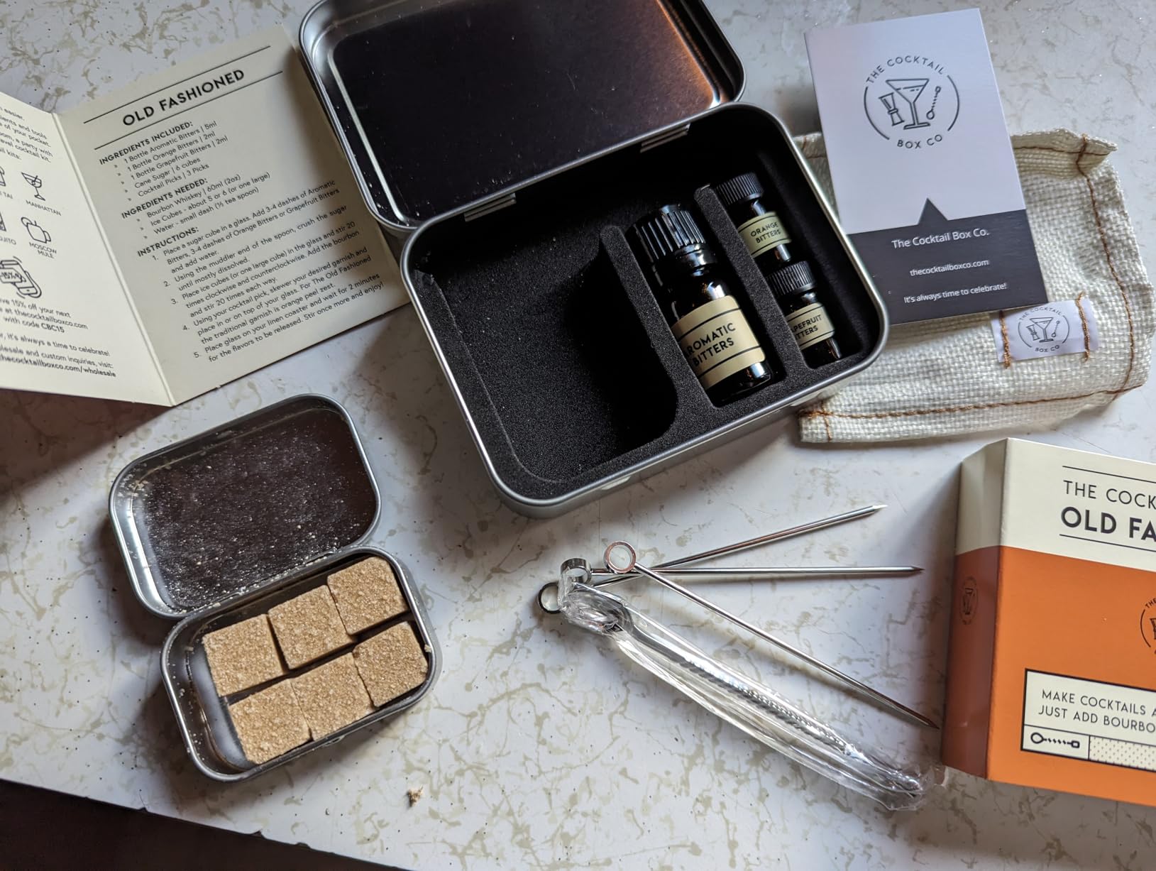 The Cocktail Box Co. Old Fashioned Cocktail Kit - Compact Plane Cocktail Kit for Travel - Includes Bitters & Old Fashioned Cubes customer photo 1