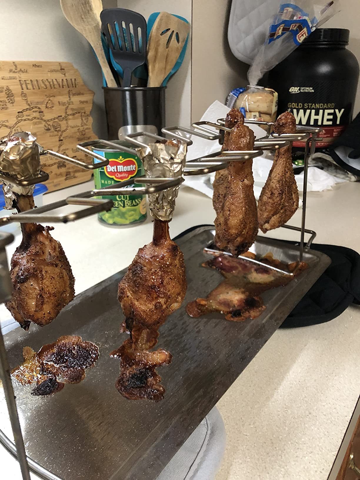 G.a HOMEFAVOR 14-Slot Chicken Leg Rack for Grill & Wings - Premium Stainless Steel Foldable Roasting Rack with Detachable Drip Pan, Dishwasher-Safe BBQ Accessories for Oven, Grill, Camping, Parties customer photo 1