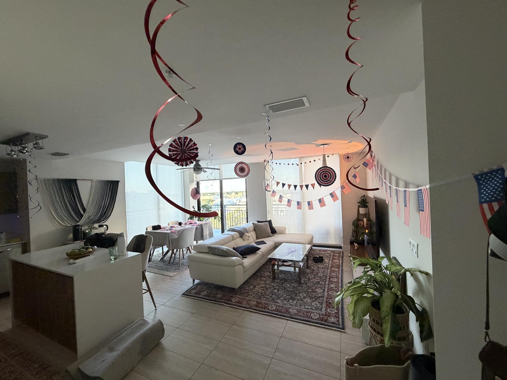 29PCS 4th/Fourth of July Patriotic Decorations Set - 250th Anniversary Red White Blue Paper Fans, USA Flag Pennant, Star Streamer, Pom Poms, Hanging Swirls customer photo 1