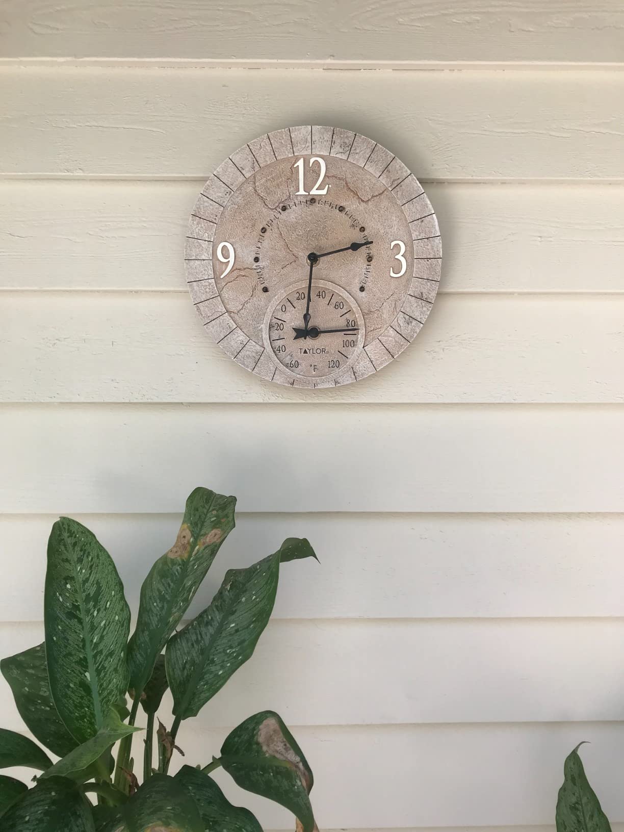 Taylor Terra Cotta Poly Resin Indoor and Outdoor Clock and Thermometer, Home Decor for Garden, Patio, Pool, and Indoor Areas, 14-inch, Multi-Color customer photo 2