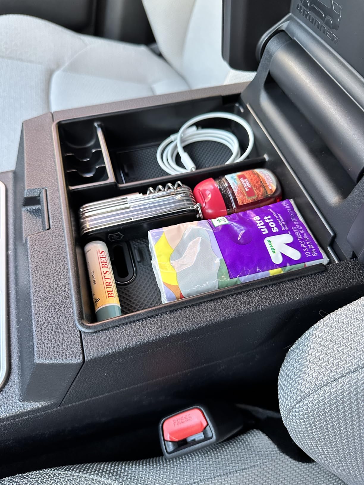 JDMCAR Center Console Organizer Compatible with Toyota 4Runner Accessories 2010-2024 and Kia Telluride (2020-2024), Insert ABS Black Materials Tray, Armrest Box Secondary Storage customer photo 1