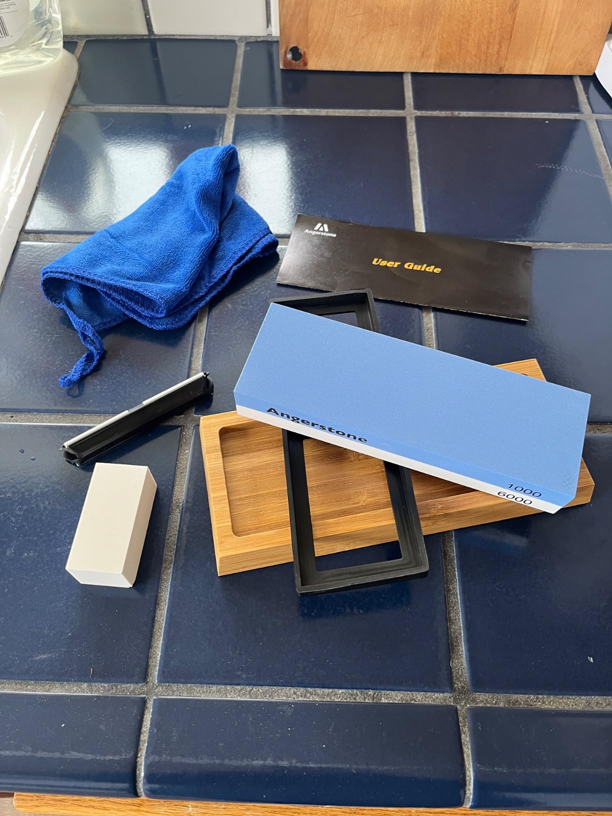 Angerstone Premium Knife Sharpening Stone-Whetstone 1000/6000 Grit, Whetstone Knife Sharpener with NonSlip Base, Best Wet Stone Sharpening Kit, Angle Guide customer photo 1