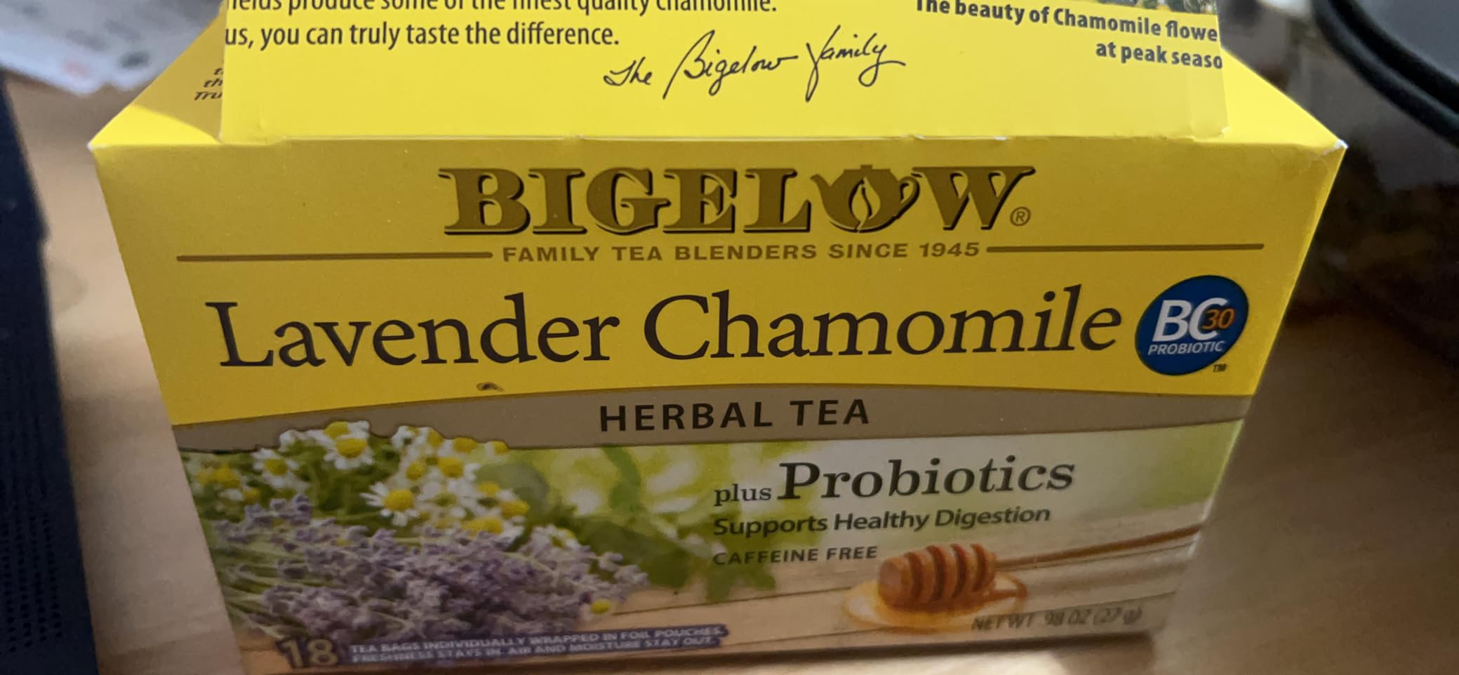 Bigelow Tea Lavender Chamomile Plus Probiotics Herbal Tea, Caffeine Free with Lavender Chamomile, 18 Count Box (Pack of 6), 108 Total Tea Bags customer photo 2