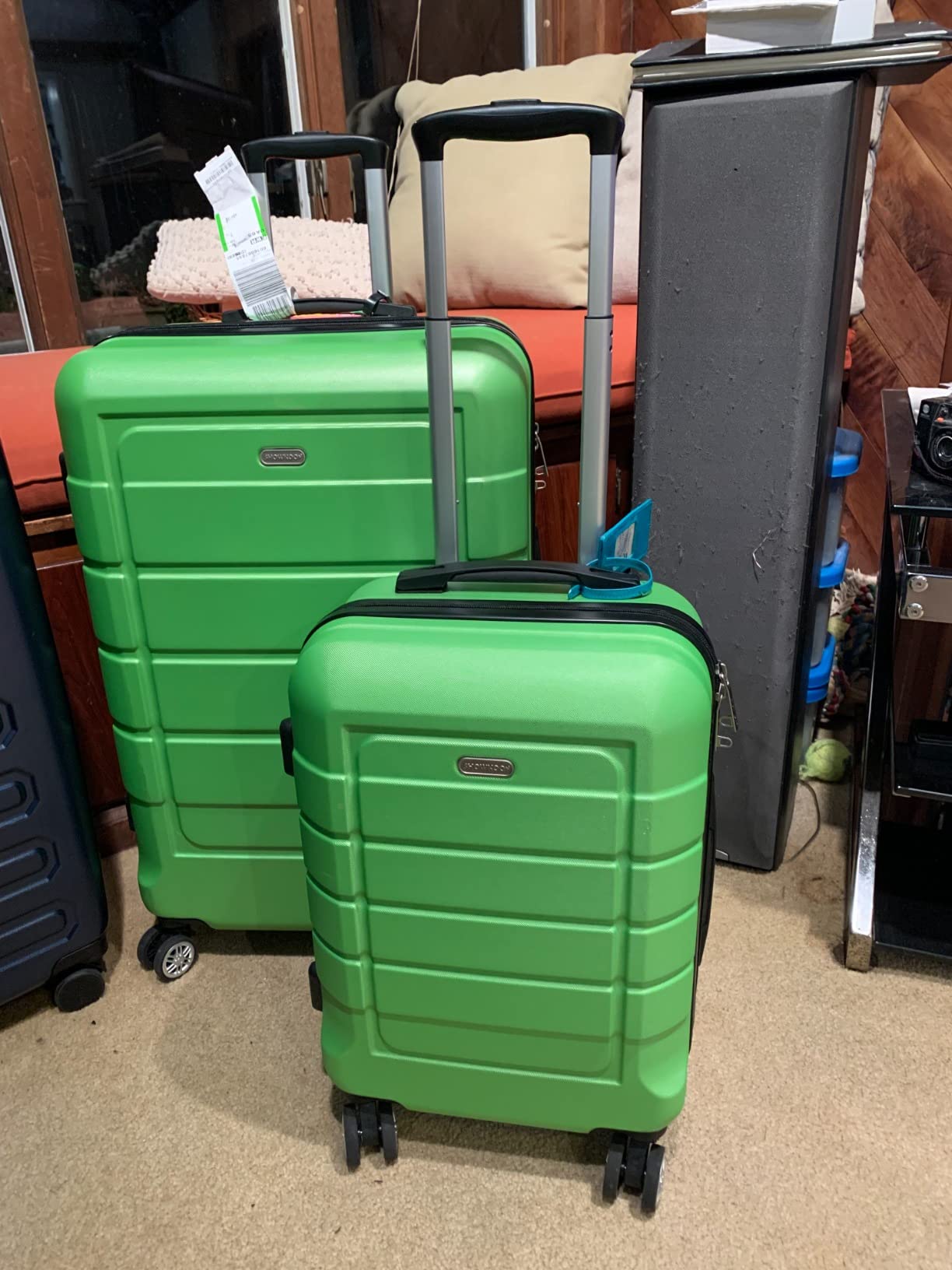 SHOWKOO Luggage Sets 3 Piece Expandable 100% PC Durable Hardshell Suitcase with Wheels TSA Lock Deep Blue customer photo 2