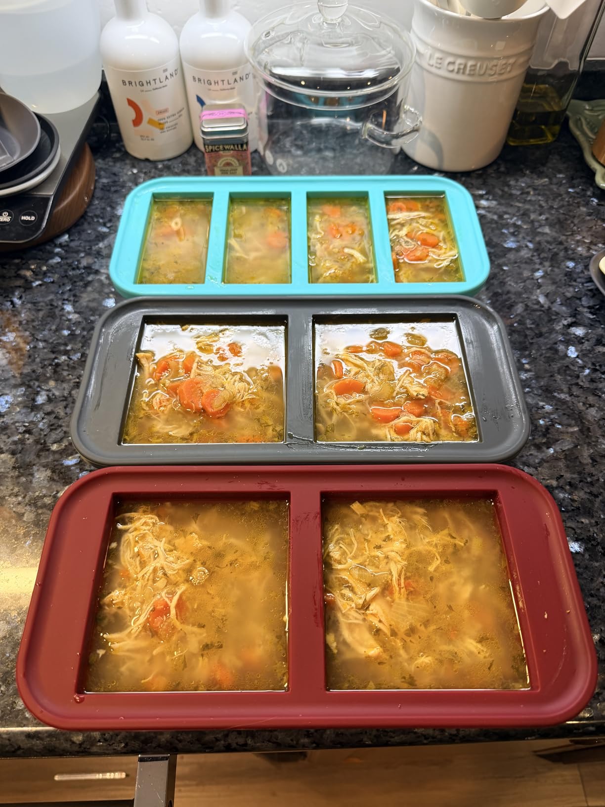 Souper Cubes 1 Cup Silicone Freezer Molds with Lids - Soup Cubes with Steel Reinforced Rim - Perfect for Freezing Broth, Rice, Individual Portions, Meal Prepping and More - Aqua - 2-Pack customer photo 2