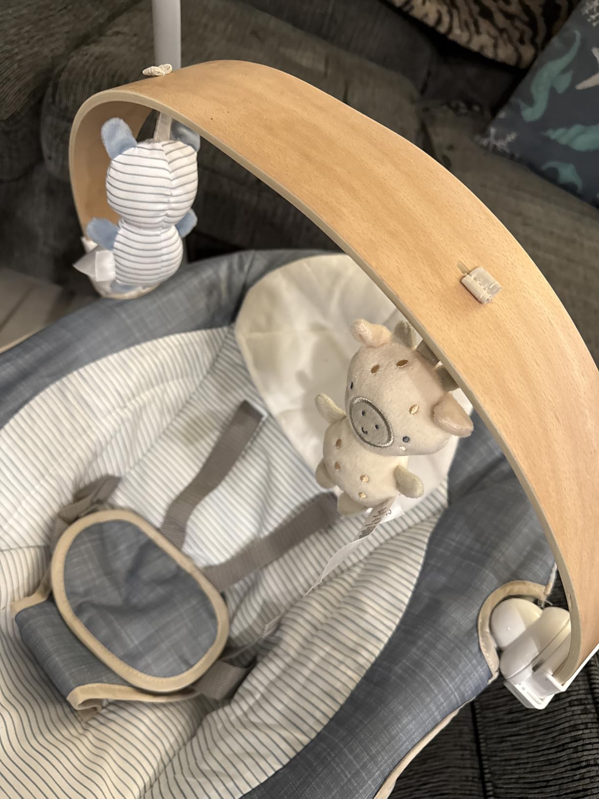 Ingenuity SimpleComfort Lightweight Compact 6-Speed Multi-Direction Baby Swing, Vibrations & Nature Sounds, 0-9 Months 6-20 lbs (Pink Cassidy) customer photo 1