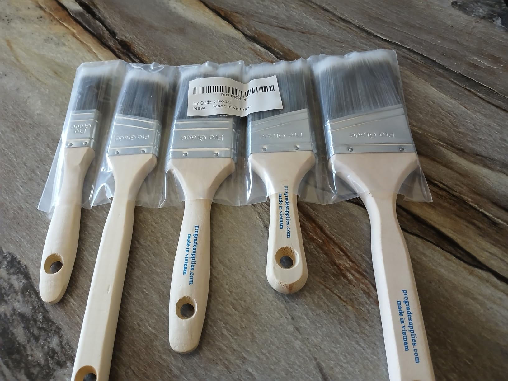Pro Grade Paint Brushes, 5-Piece Paint Brush Set, Flat & Angle Brushes for Walls, Trim, Cabinets, Interior & Exterior Latex and Oil Paints, Stains customer photo 1
