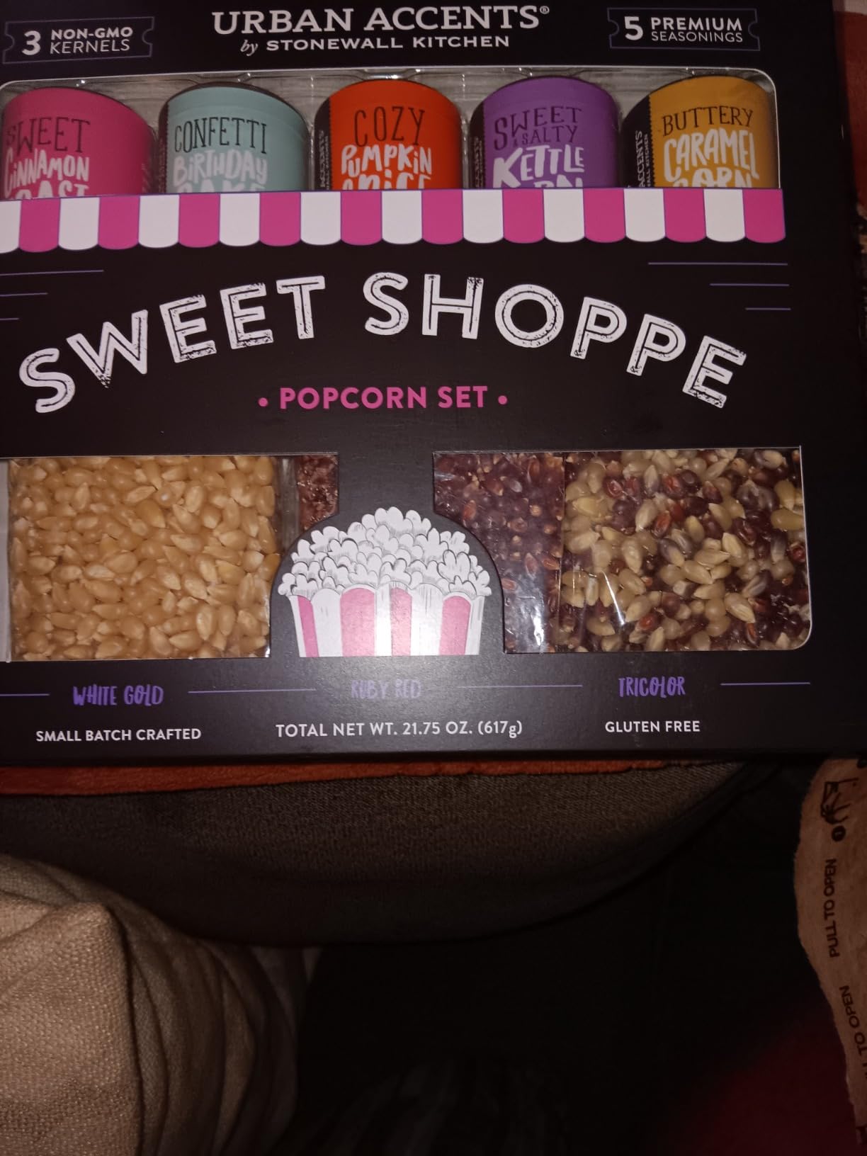 Urban Accents Movie Night Popcorn Gift Set - Includes 3 Gourmet Popcorn Kernel Varieties and 5 Flavorful Seasonings - Perfect Snack Gift Box customer photo 2