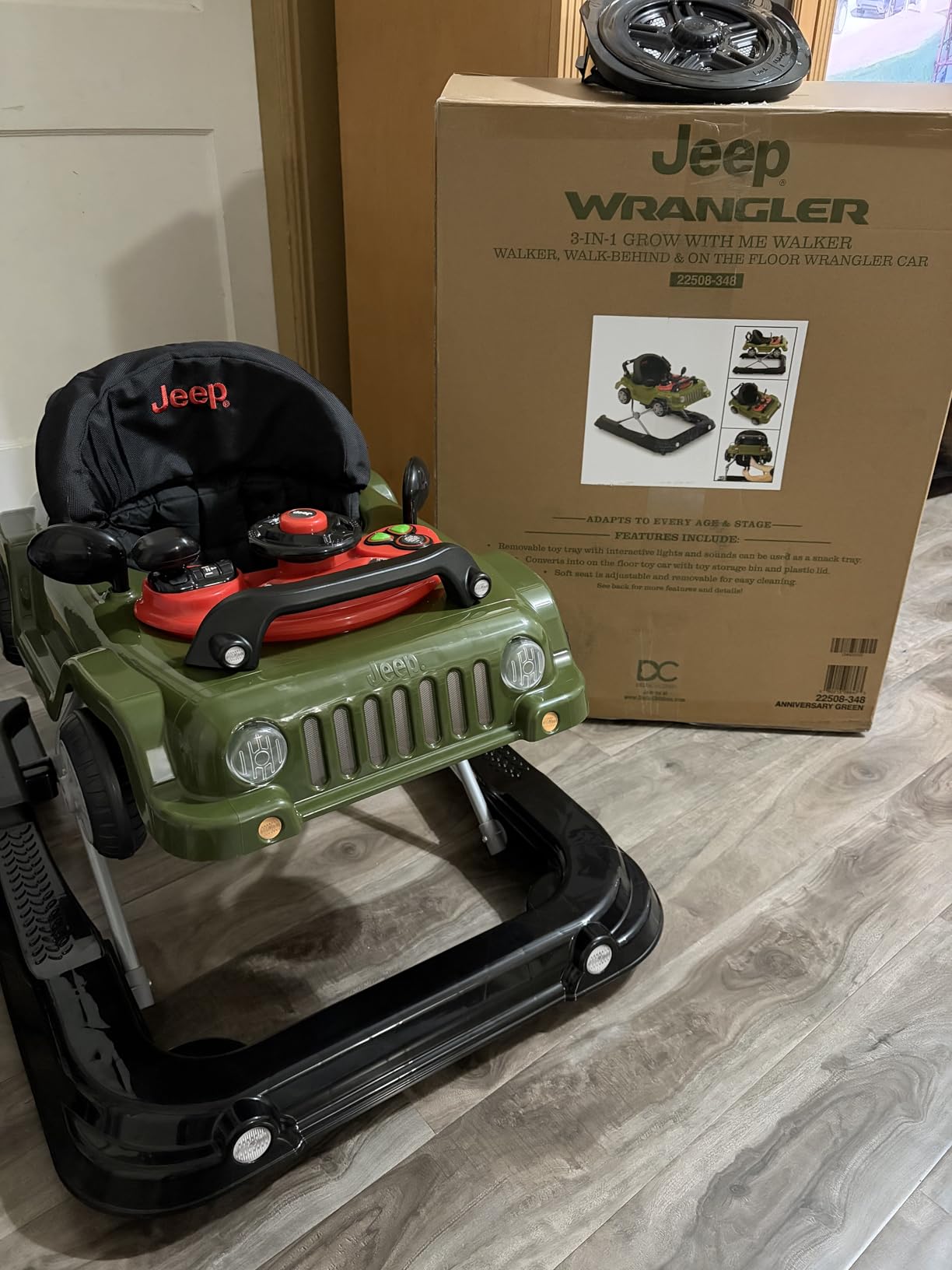 Jeep Classic Wrangler 3-in-1 Grow With Me Activity Walker - Features Music, Lights, Removable Play Tray, Push Walker Mode, Converts into Rolling Car Toy, Anniversary Green customer photo 1