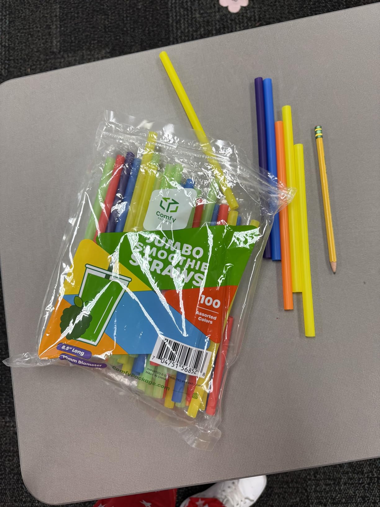 Comfy Package, [100 Count] Jumbo Plastic Smoothie Straws - 8.5