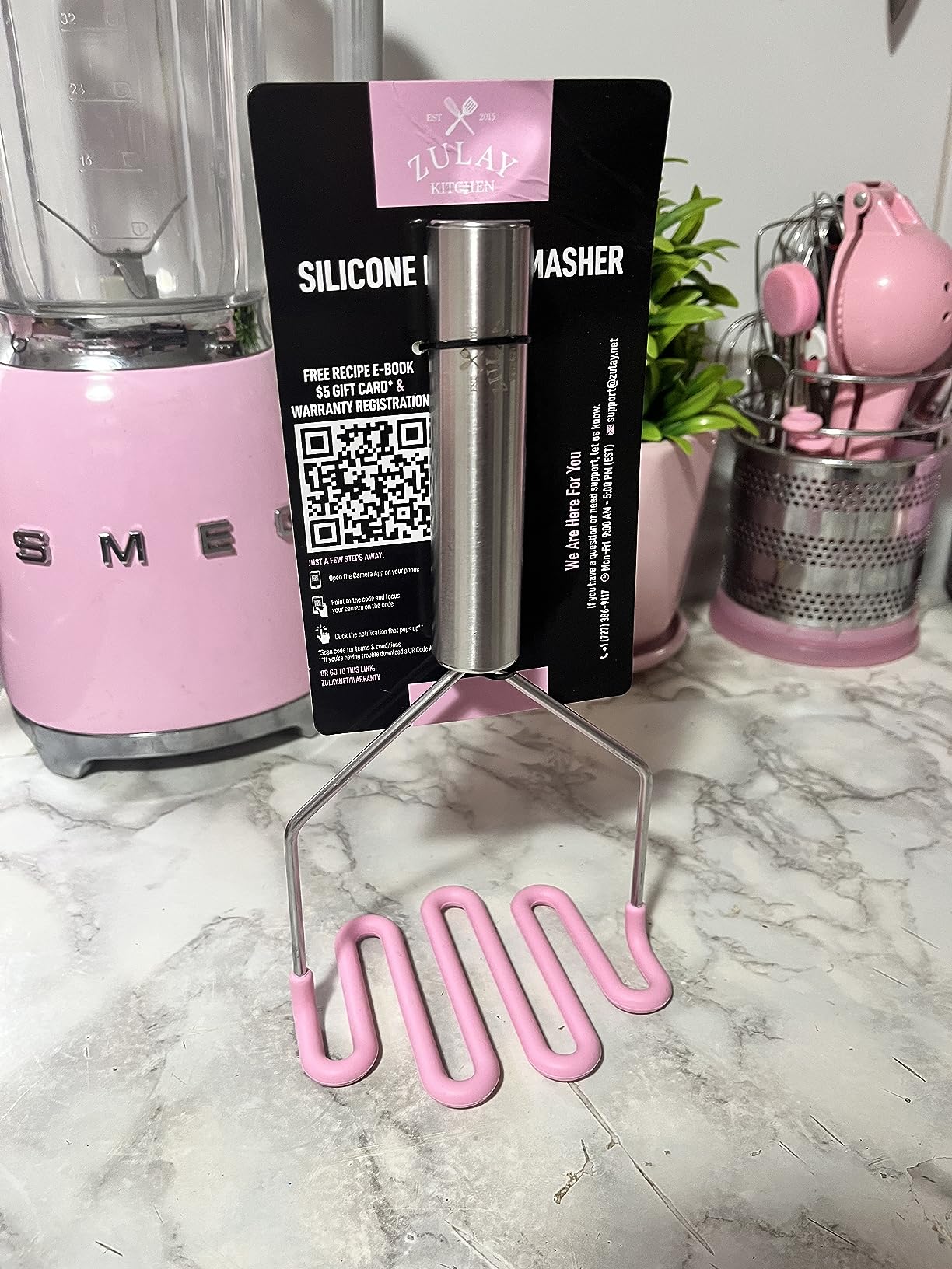 Zulay Kitchen Stainless Steel Potato Masher - Heavy-Duty with Silicone customer photo 2