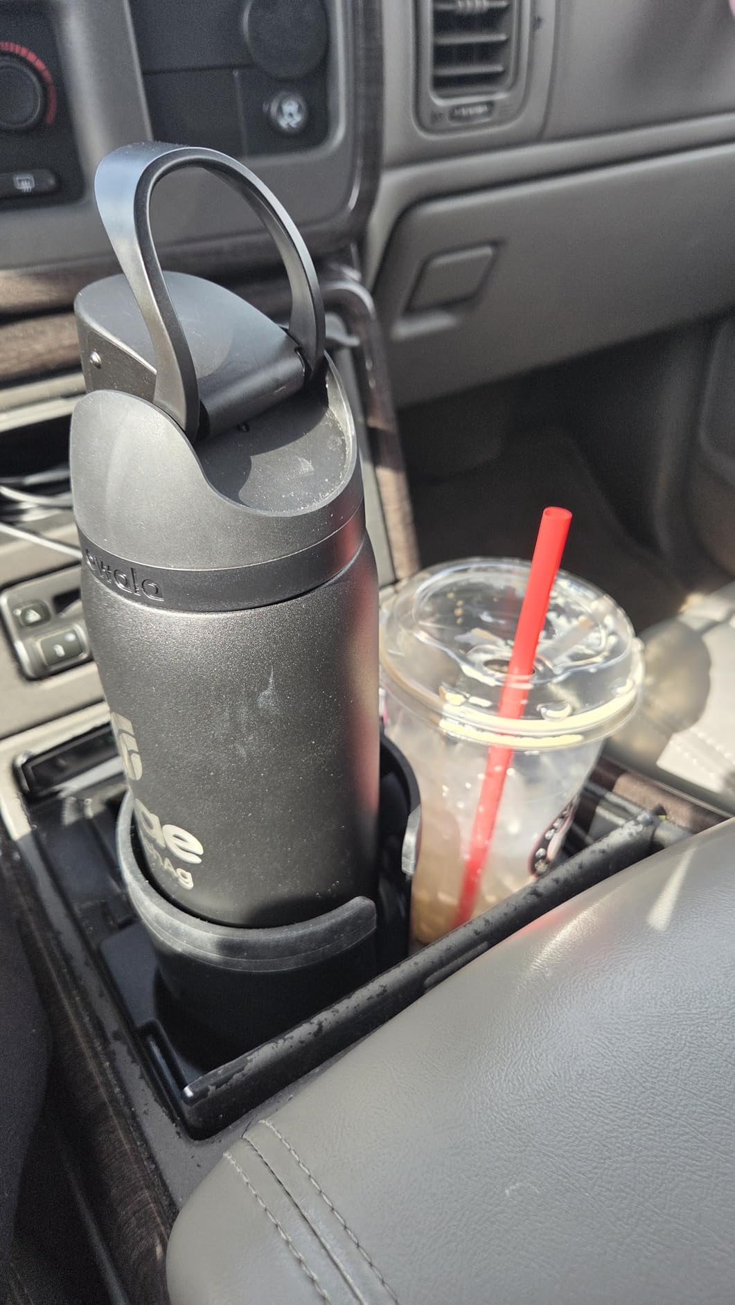 Seven Sparta Car Cup Holder Expander with Adjustable Base, Compatible with Hydro Flasks 32/40 Ounce, Compatible with Yeti Ramblers 20/26/30 Ounce, Other Bottles in 3.4
