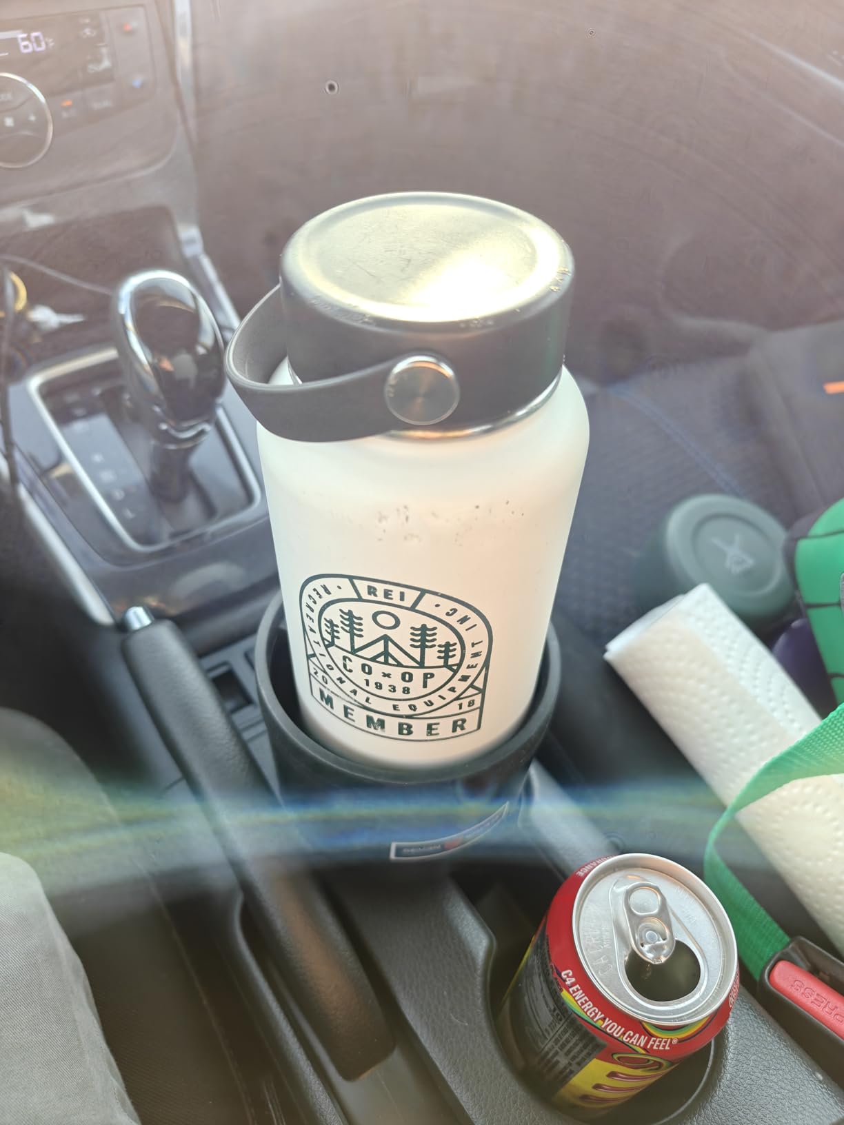 Seven Sparta Car Cup Holder Expander with Adjustable Base, Compatible with Hydro Flasks 32/40 Ounce, Compatible with Yeti Ramblers 20/26/30 Ounce, Other Bottles in 3.4