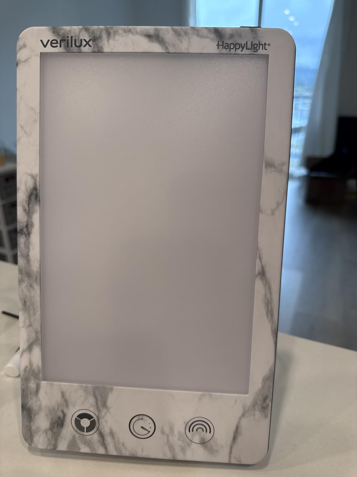 Verilux HappyLight Luxe - Light Therapy Lamp with 10,000 Lux, UV-Free, LED Bright White Light with Adjustable Brightness, Color, Countdown Timer, & Stand - Boost Mood, Sleep, Focus (White) customer photo 1