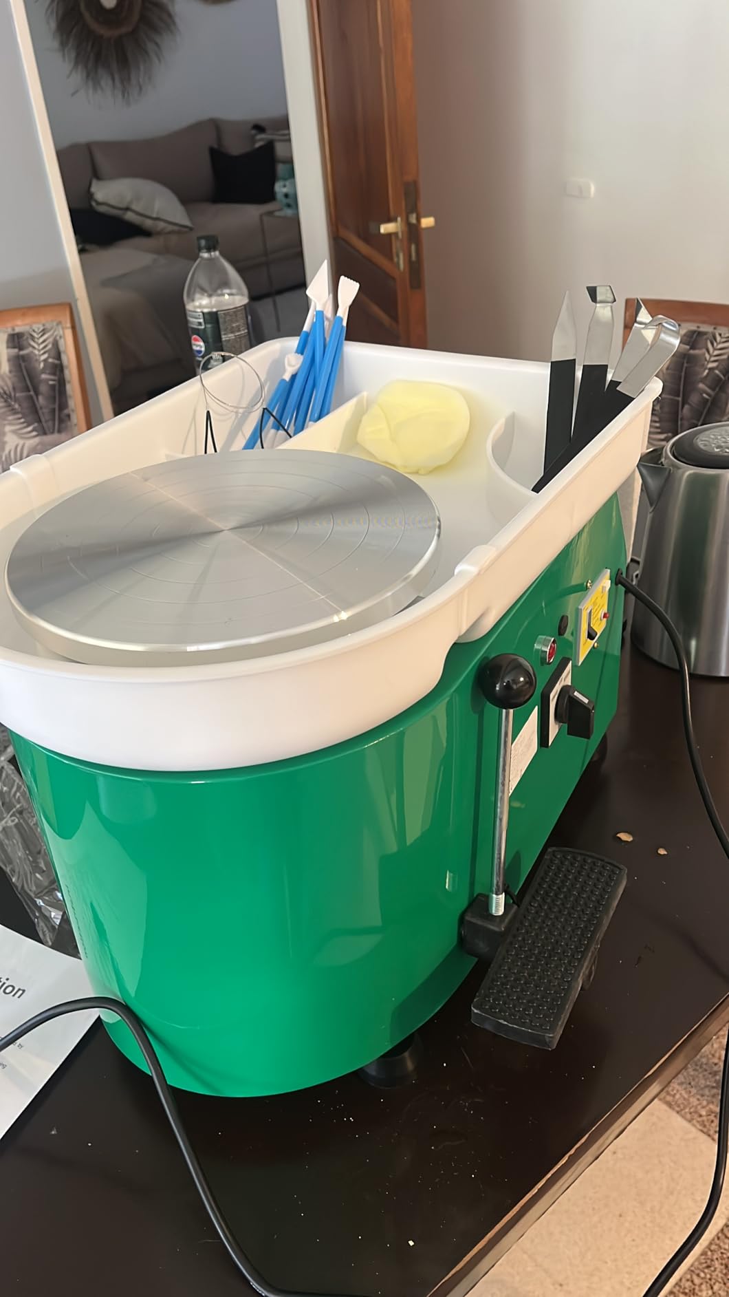 Pottery Wheel Pottery Forming Machine 25CM 350W Electric Pottery Wheel with Foot Pedal DIY Clay Tool Ceramic Machine Work Clay Art Craft (Orange) customer photo 1