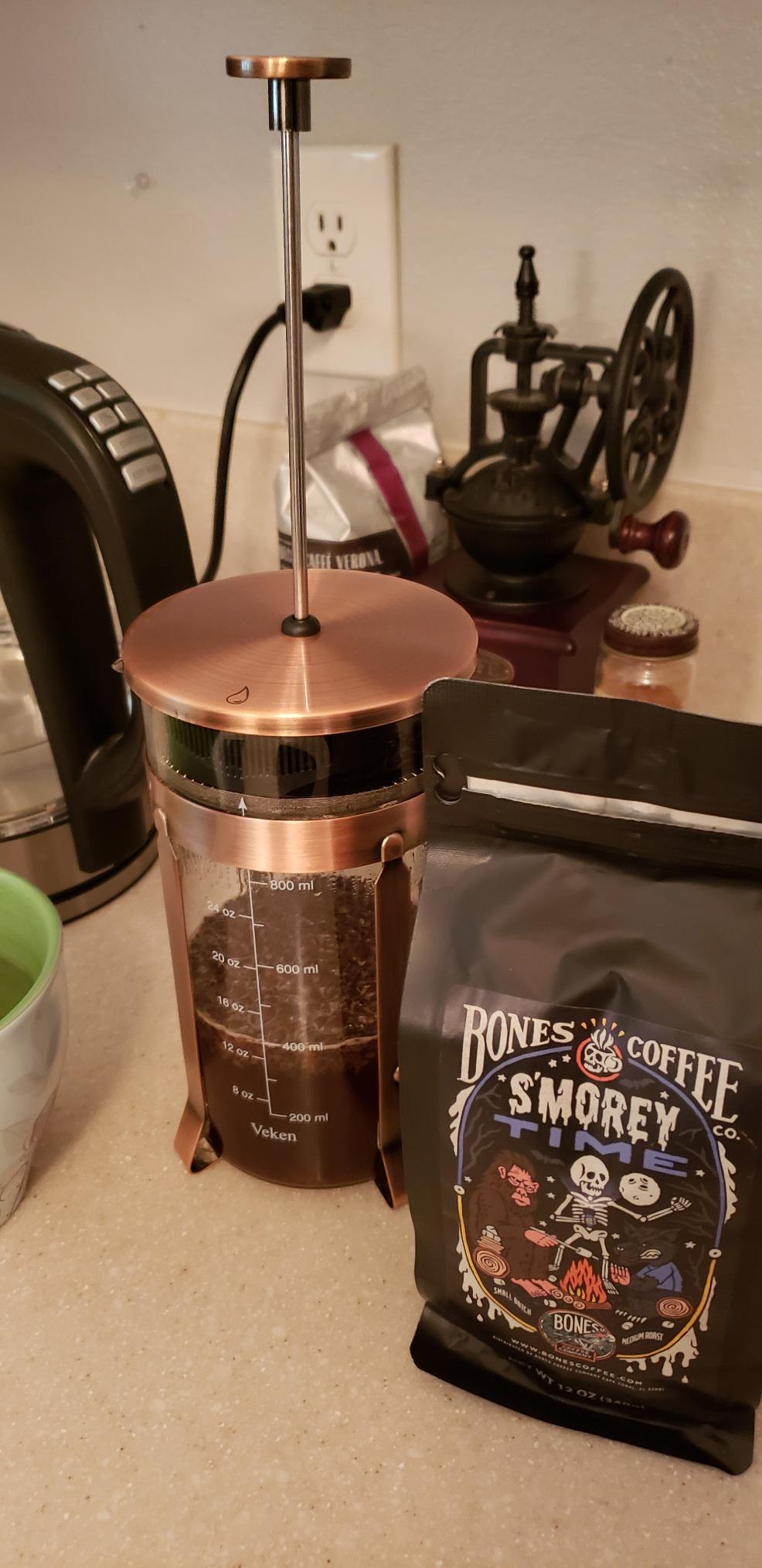 Bones Coffee Company S'morey Time, S'mores and Graham Crackers Flavored Coffee, Medium Roast Low Acid Arabica Beans, 12 Oz Whole Bean customer photo 2
