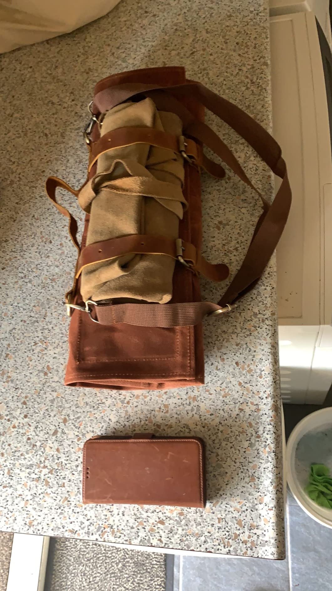 Large Chef's Knife Roll Bag, Heavy Duty Waxed Canvas Knife Carrier, 11 Pockets Kitchen Cooking Tools Storage Case, Easily Carried By Shoulder Strap For Professional Chefs, Culinary School Students customer photo 1