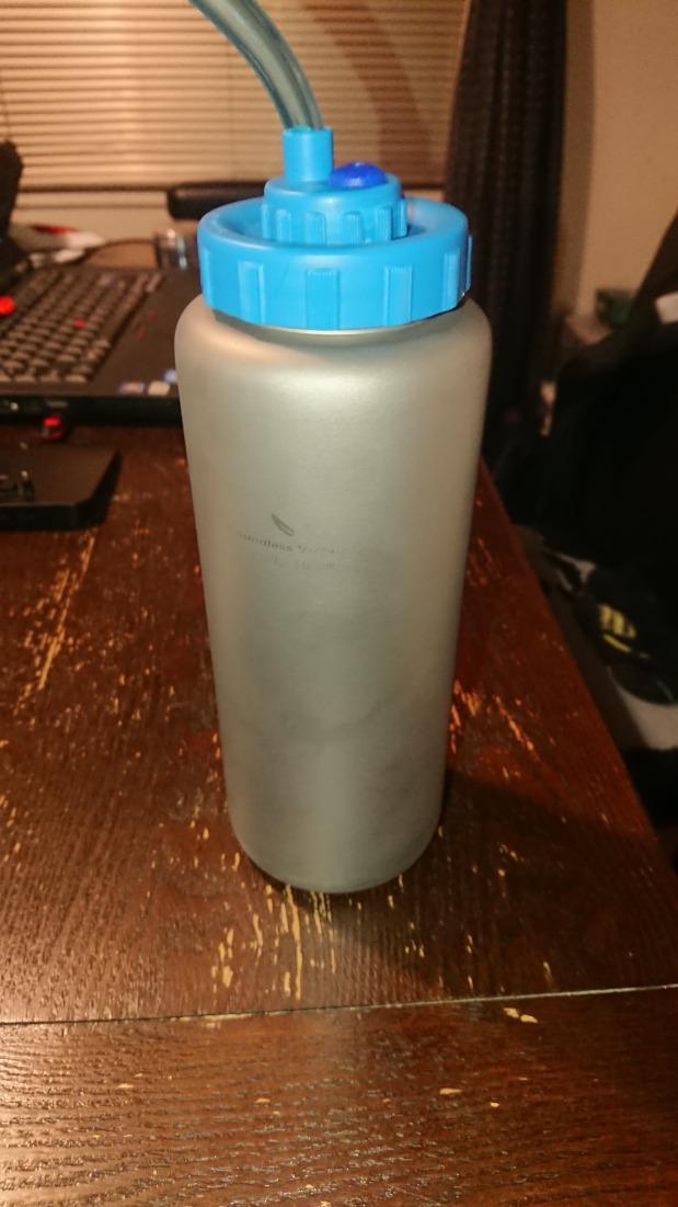 iBasingo 1050ml/35.5 oz Titanium Water Bottle with Handle Outdoor Leak-Proof Wide Mouth Sport Drinking Bottle Camping Tea Coffee Canteen Kettle for Hiking Climbing Running A-Ti3006D customer photo 1