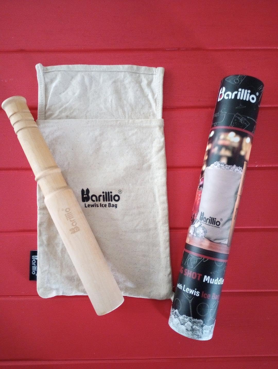 Barillio Drink Muddler Mallet and Lewis Bag Set - Big-Shot 13.75 Inch Wooden Muddler and Ice Hammer for Cocktails w/Canvas Ice Crushing Bag customer photo 1