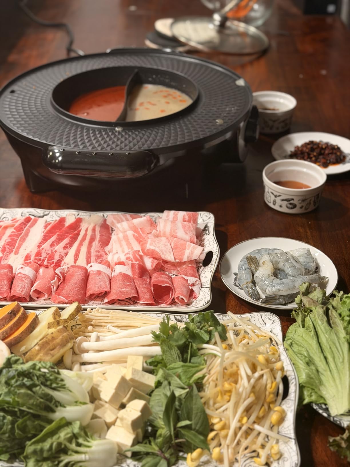 Food Party Hot Pot with Grill 2 in 1 Electric Smokeless Grill and Hotpot Pot Combo Korean BBQ Grill 110V 1700W customer photo 2