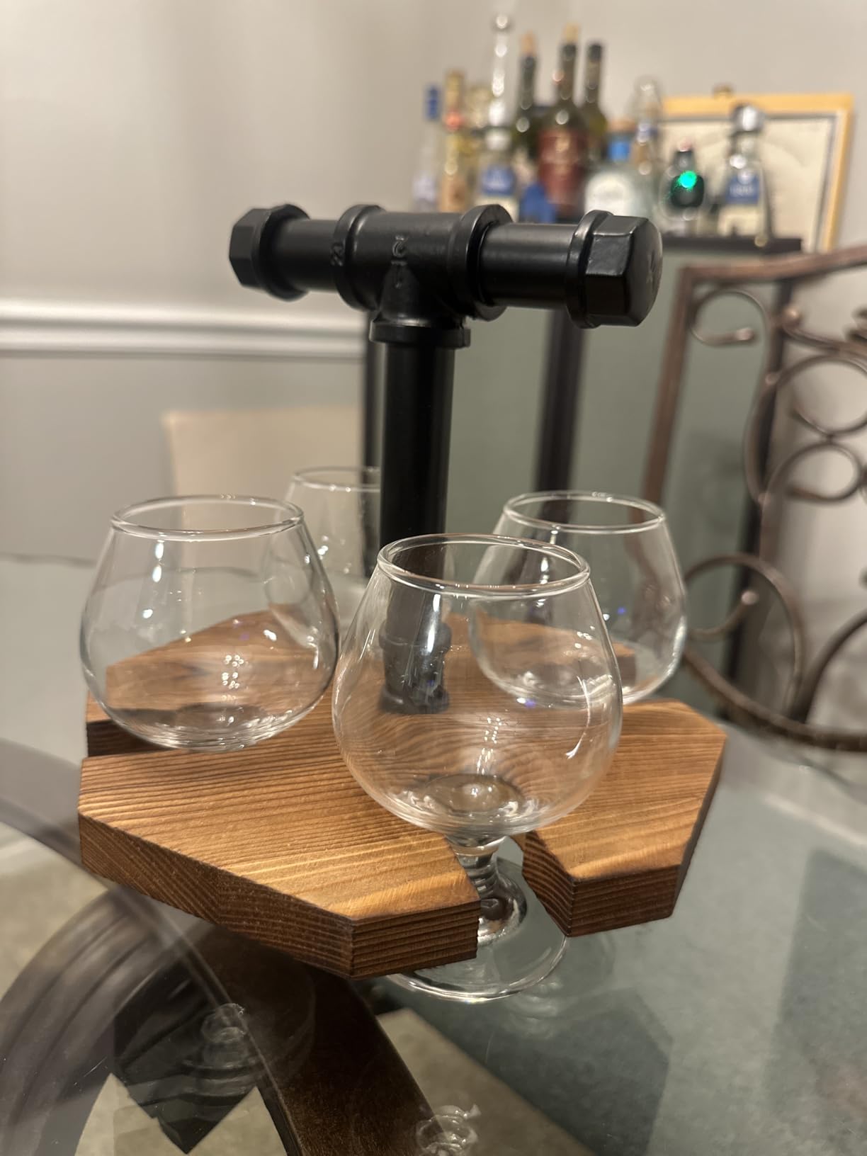 MyGift Beer Flight Boards with 4 Glasses, Whiskey Flight Tasting Set Tequila Margarita Flight Board Wood Portable Tasting Serving Caddy for Home Bars, Tasting Events, Craft Beer Enthusiasts customer photo 2