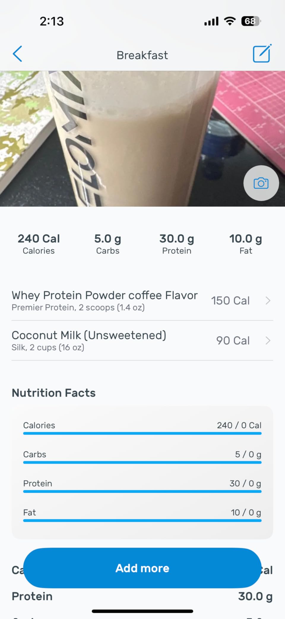 Premier Protein Powder, Café Latte, 30g Protein, 95mg Caffeine for Energy, No Added Sugar, 100% Whey Protein, Keto Friendly, Soy & Gluten Free, 23.9 oz (17 Servings) customer photo 1