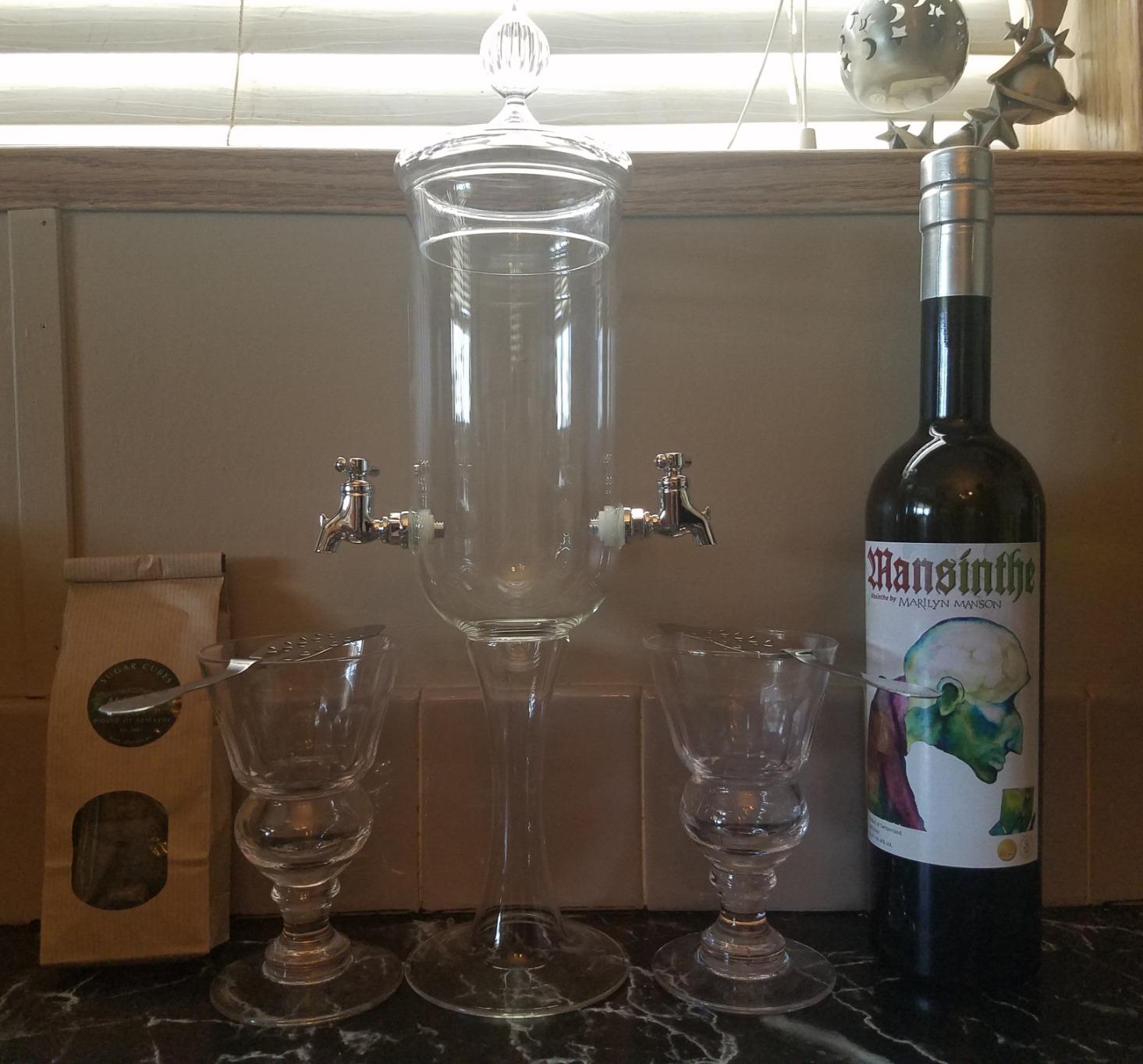 Absinthe Fountain Set Petite by ALANDIA | 1x Fountain | 2X Reservoir Glasses | 2X Spoons | 1x Sugar Cubes customer photo 2