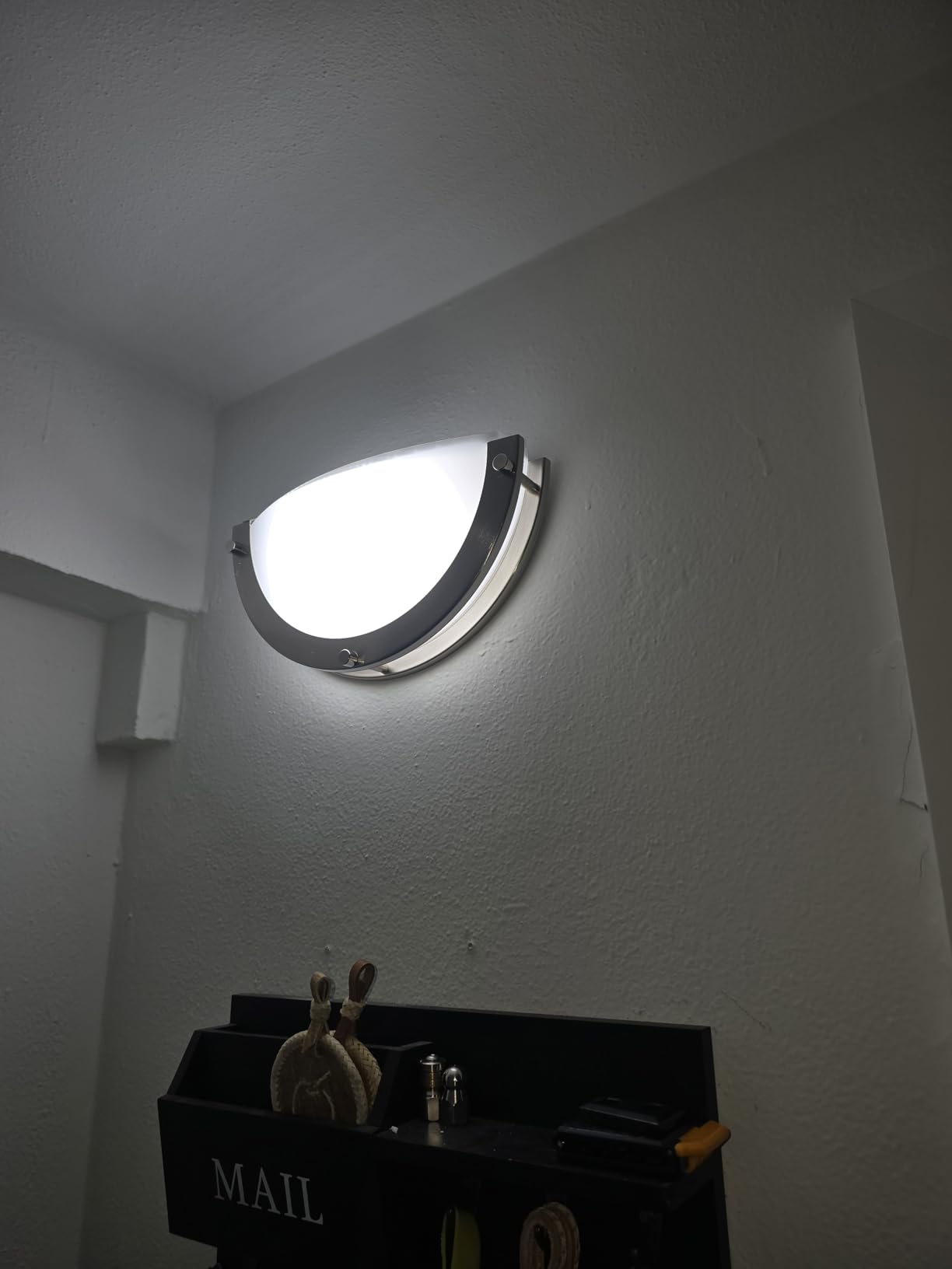 CLOUDY BAY 12-inch CRI90+15W 3000K/4000K/5000K Color Temperature Adjustable Dimmable LED Wall Sconce, ETL Listed LED Half Moon Wall Fixture, Brushed Nickel customer photo 1
