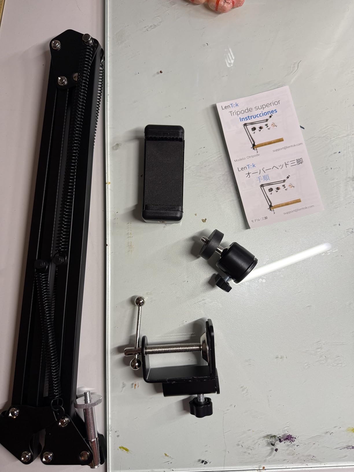 Overhead Tripod Mount for Camera Webcam Ring Light, Flexible Over Head Arm for iPhone with Phone Holder and Ball Head, Table Stand Accessory for Phone Video Recording Live Stream customer photo 2