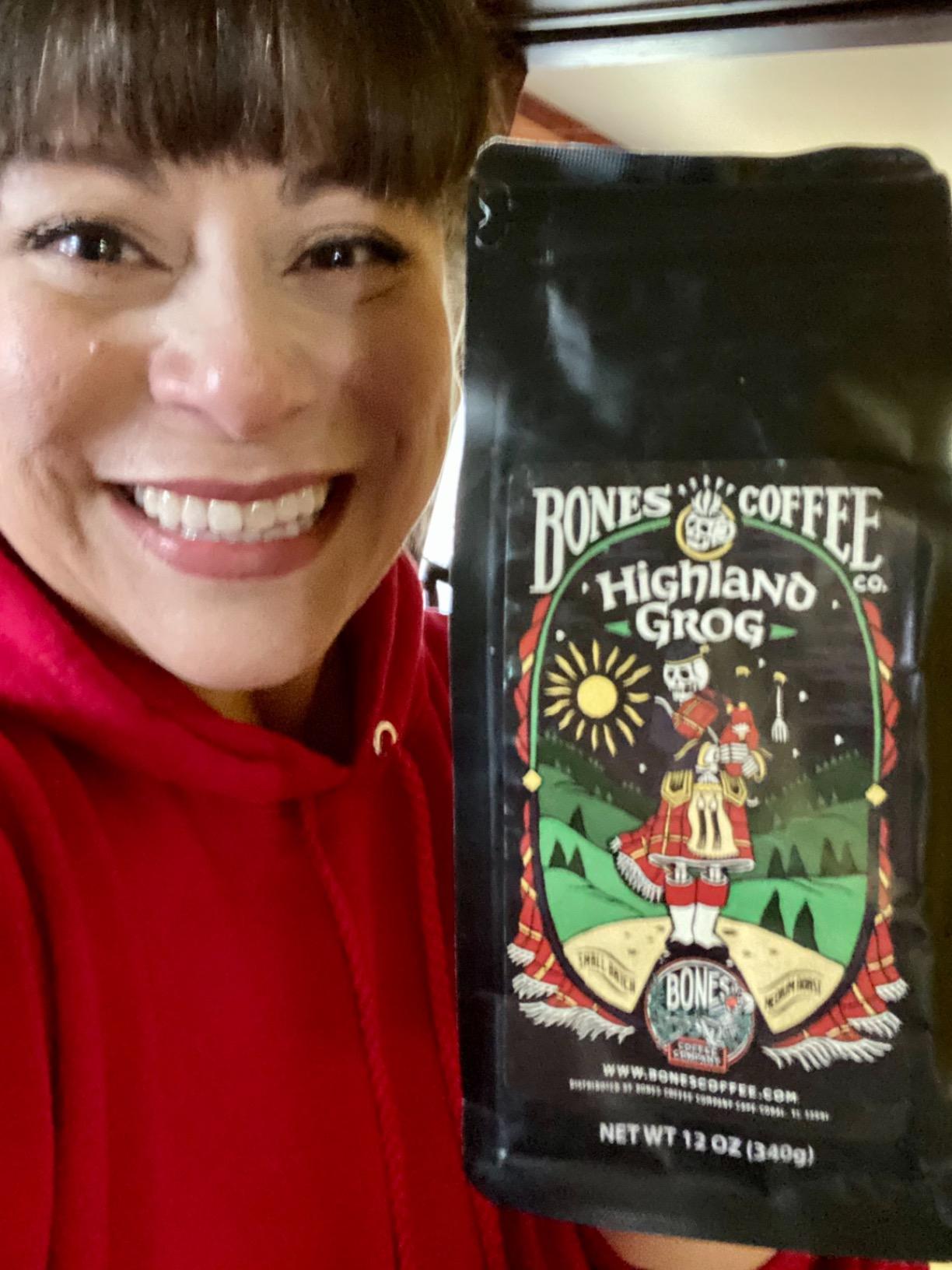 Bones Coffee Company Salted Caramel Flavored Coffee, Medium Roast Low Acid Arabica Beans, 12 Oz Whole Bean customer photo 2
