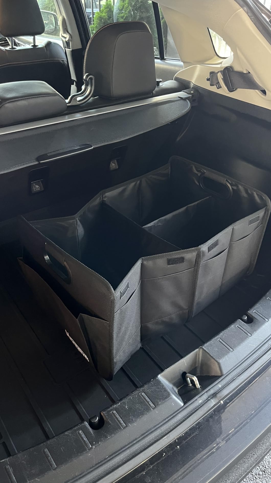 Homeve Trunk Organizer, Car Storage, Reinforced Handles, Collapsible Multi-Compartment, Foldable, Waterproof, Sturdy, 600D Oxford Polyester For Car, SUV, Mini-Van, Black, 2 Compart customer photo 1