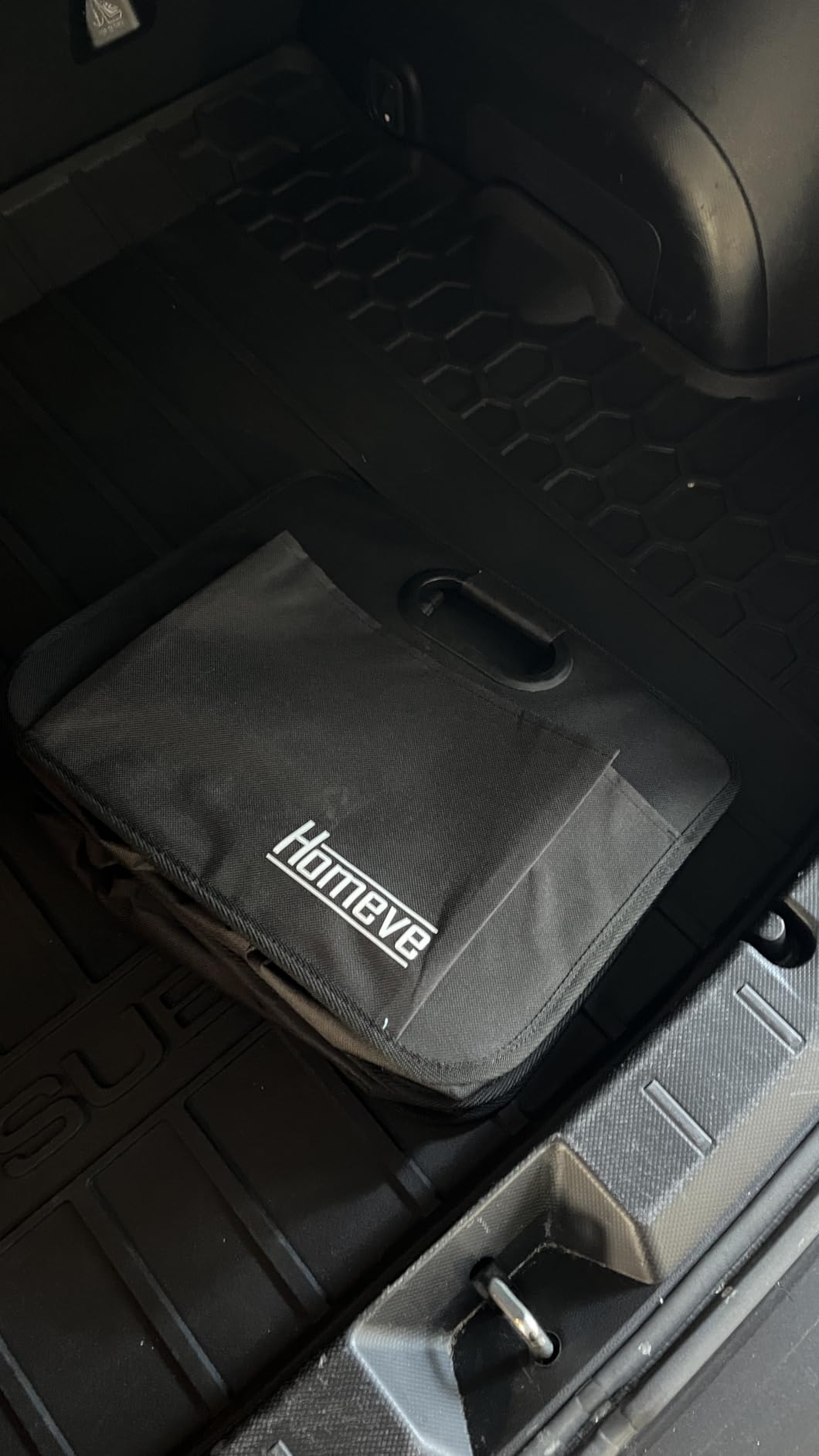 Homeve Trunk Organizer, Car Storage, Reinforced Handles, Collapsible Multi-Compartment, Foldable, Waterproof, Sturdy, 600D Oxford Polyester For Car, SUV, Mini-Van, Black, 2 Compart customer photo 2