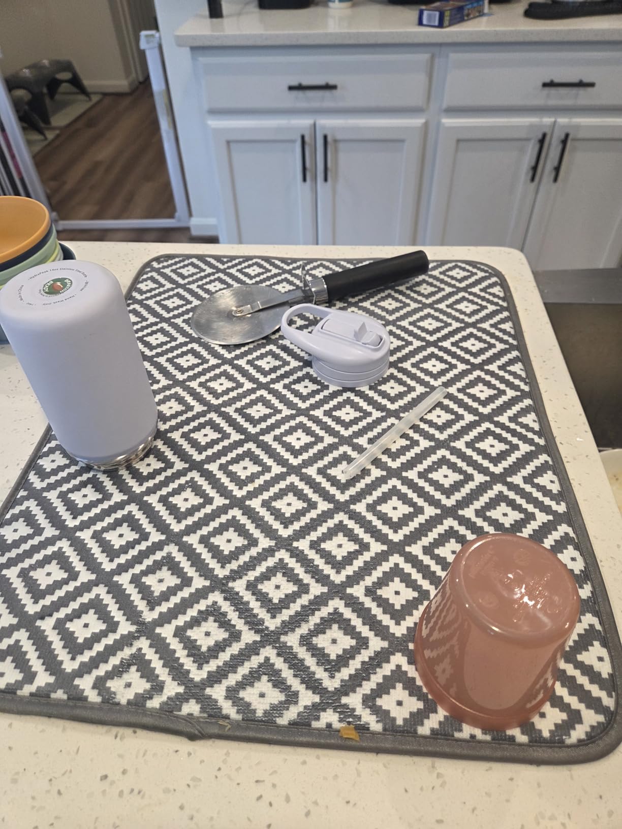 Dish Drying Mat for Kitchen 2 Pack, Ultra Absorbent Microfiber Dishes Drainer Mats by Subekyu,19.2 by 15.8 Inch(Rhombus) customer photo 1