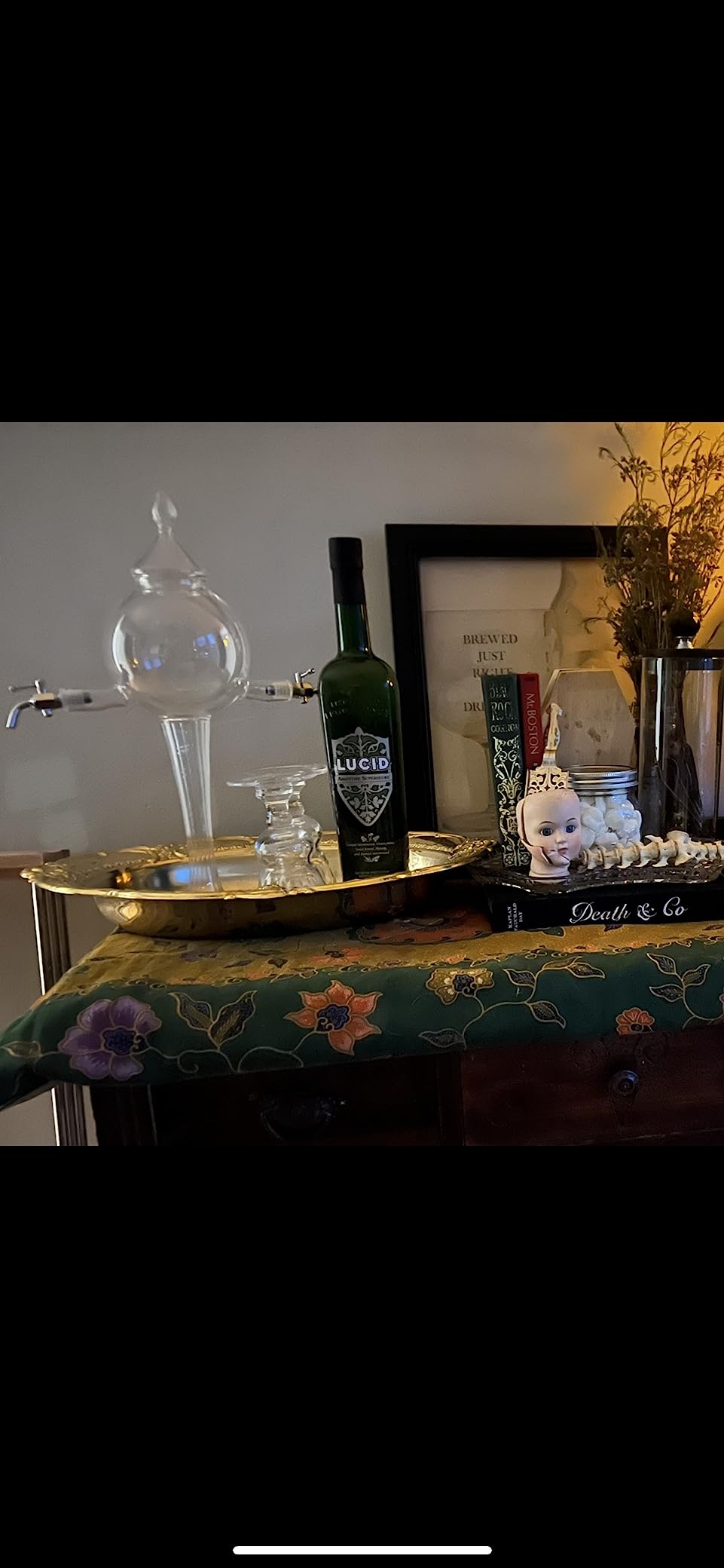 Absinthe Fountain Set - Glass Pearl Bubble Fountain Absinthe Set with 2 Spouts, Absinthe Dripper Set, Complete with 2 Reservoir Pontarlier Absinthe Glasses and Absinthe Spoons customer photo 1