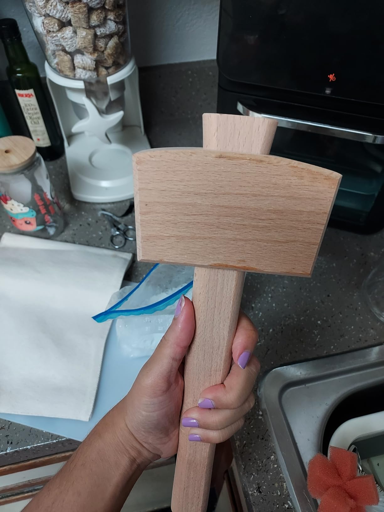 Ice Mallet and Lewis Bag Set - Wooden Hammer & Heavy Duty Canvas Bag for Crushed Ice | Reusable Bar Tool for Whiskey Cocktails Mojitos Home Bartending Essentials customer photo 1