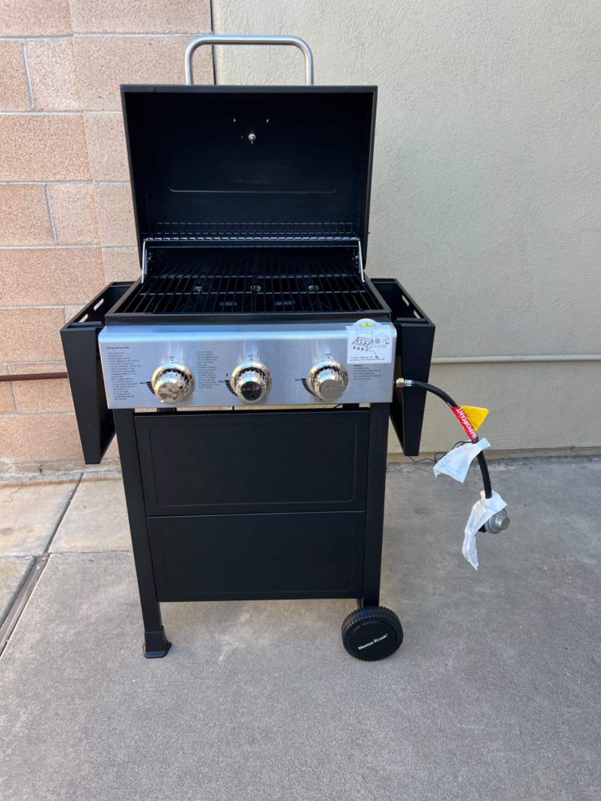 MASTER COOK 3 Burner BBQ Propane Gas Grill, 472 Sq. In. Cooking Area, 30,000 BTU Stainless Steel Barbecue Grill with Two Foldable Shelves for Outdoor Patio, Backyard customer photo 2