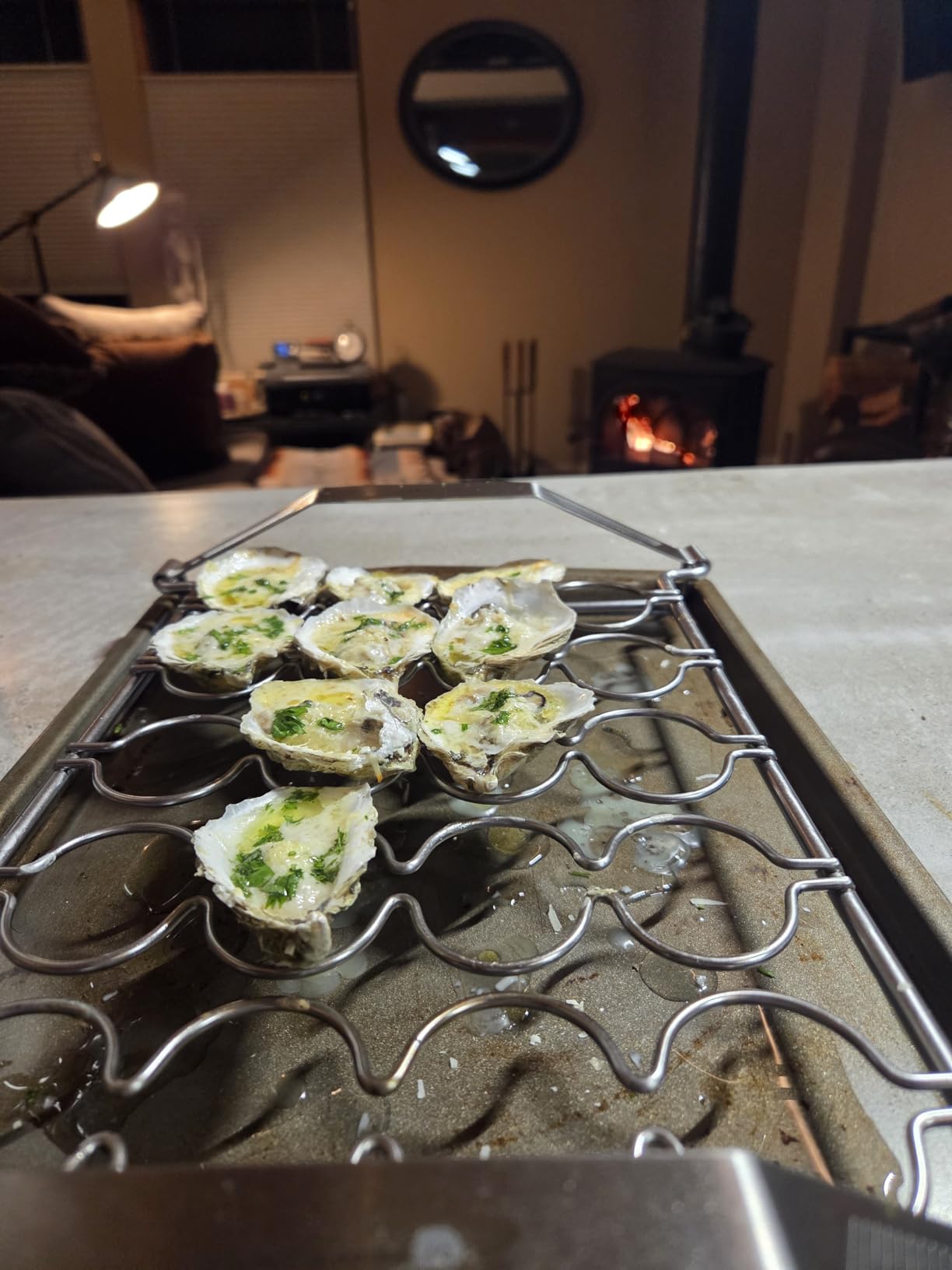 Everdure Grilling Oyster Rack: Brushed Stainless Steel, Easy Grip Handles, Fits 20 Oysters, Premium BBQ Tray for Grilling Appetizers, Shrimp, Scallops, Mushrooms, Peppers, and More, Silver customer photo 1