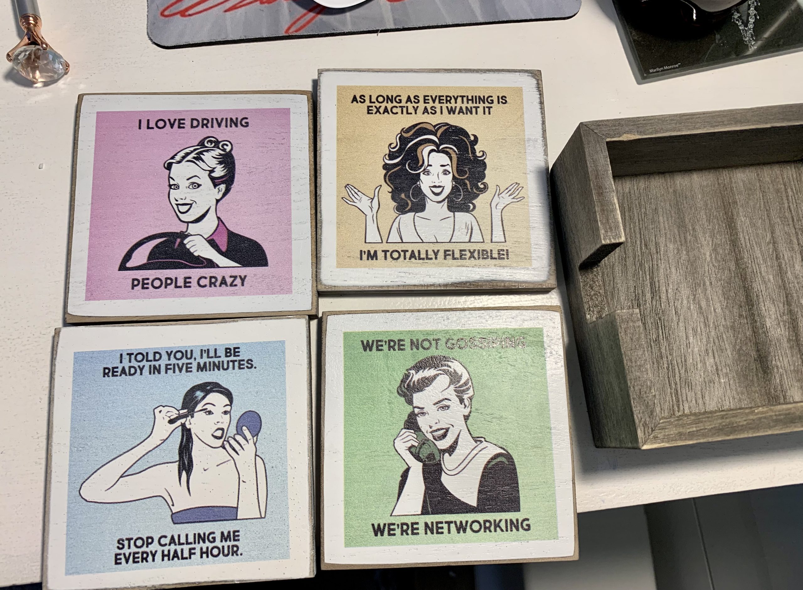 Wine Coasters for Coffee Table - Funny Gifts for Women - New House Must Haves - Housewarming Gifts for Wine Lovers - Wine Accessories (Funny Diva) customer photo 1