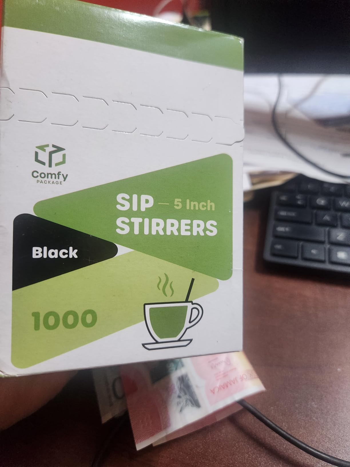 Comfy Package [1000 Count] 5 Inch Coffee & Cocktail Stirrers/Straws Disposable Plastic Sip Stir Swizzle Sticks - Black customer photo 1