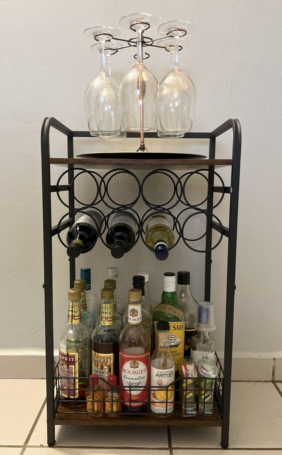 GeLive Bronze Wine Glass Holder Stand, Antiqued Countertop Freestanding Stemware Drying Rack, Artistic Tabletop Glass Display Hanger With 6 Hooks for Home and Bar Storage customer photo 1