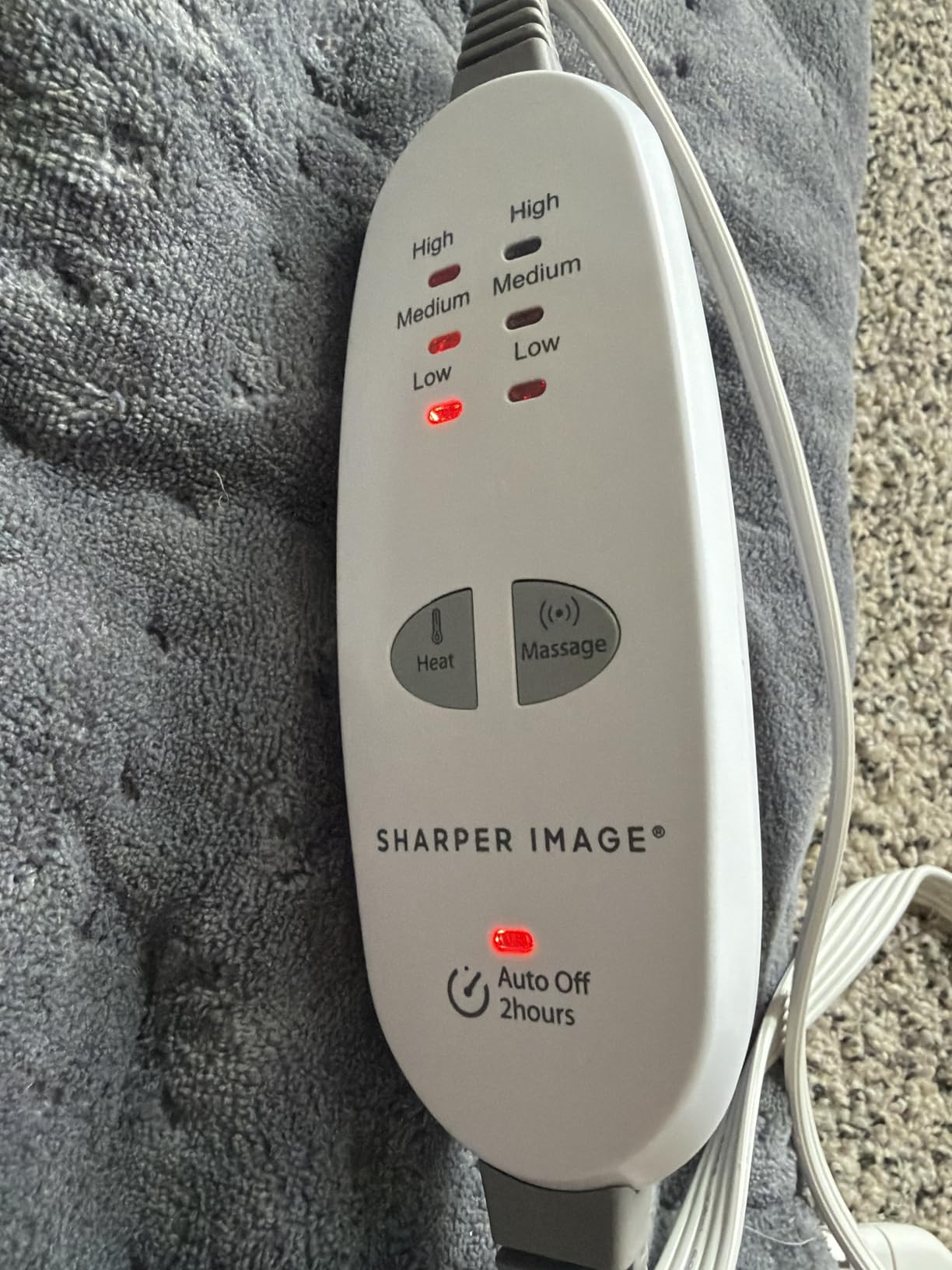 Calming Heat Massaging Vibrations Weighted Heating Pad by Sharper Image | Temperature Settings, Auto Shut-Off Feature, Gift for Holidays, Women & Men | 3 Heat, 6 Massage, 12