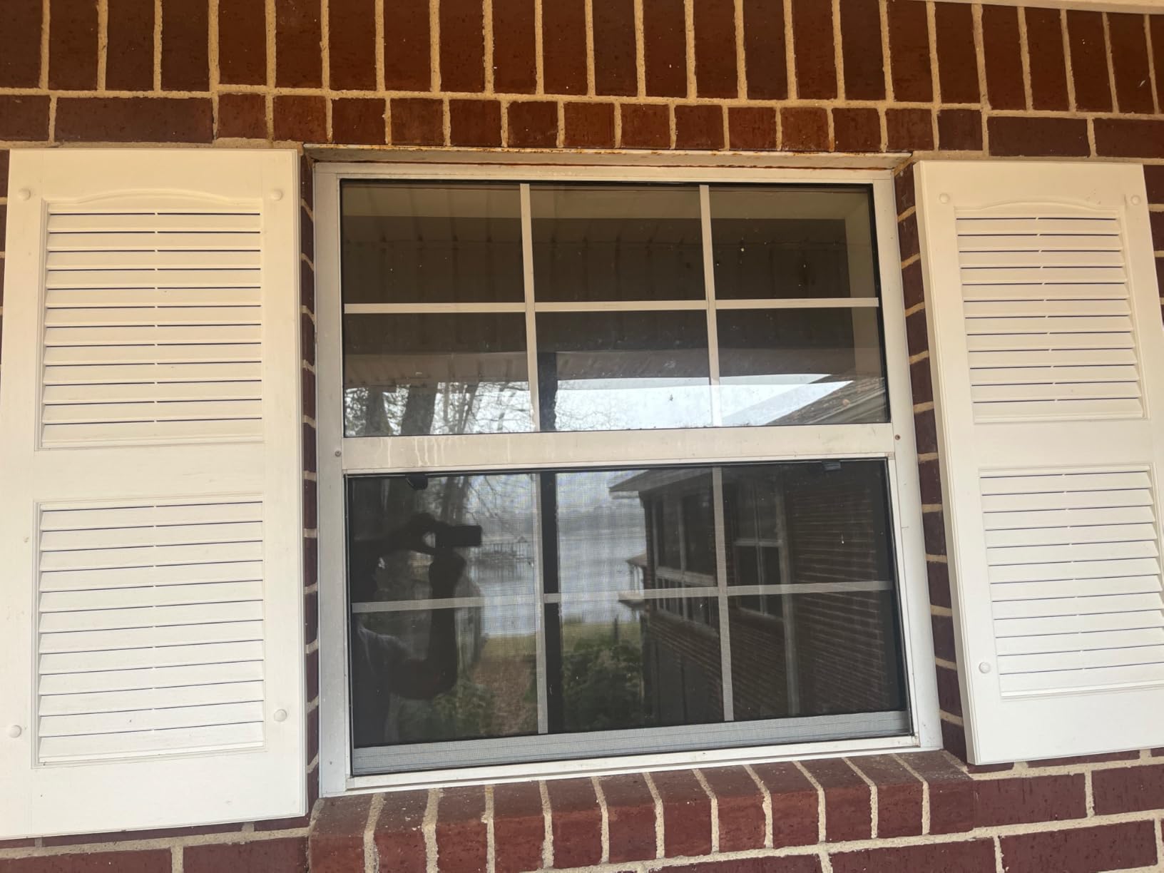 Polaris Homeside Open Louver Vinyl Shutters (1 Pair) 14-1/2in. x 31in. - 930 White customer photo 2