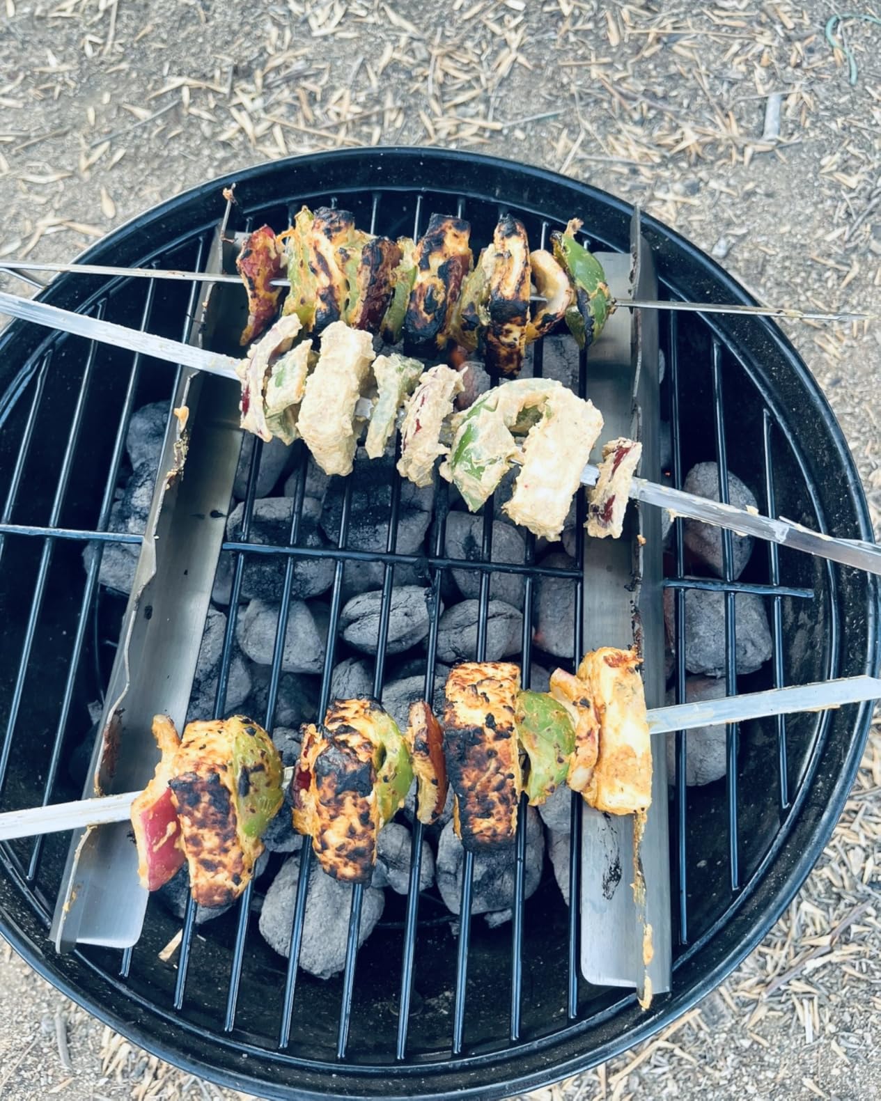 Kabob Skewers 17 inch Stainless Steel Long BBQ Barbecue Skewers, Flat Metal Kebob Sticks Wide Reusable Grilling Skewers for Meat Chicken, Set of 12 with Storage Bag customer photo 1