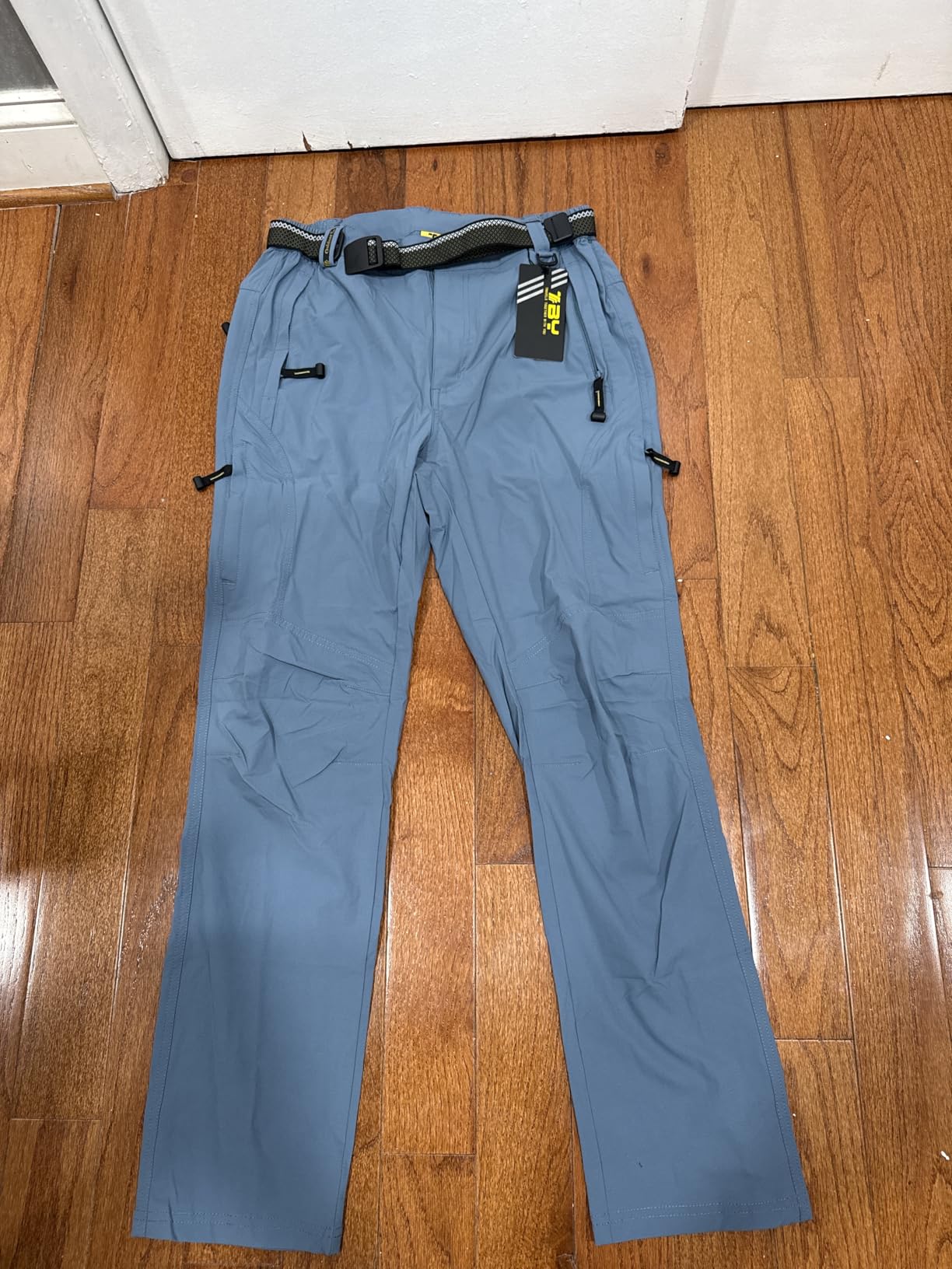 TBMPOY Men's Lightweight Hiking Pants with Belt 5 Zip Pockets Waterproof Quick-Dry Travel Fishing Work Outdoor Pants customer photo 2