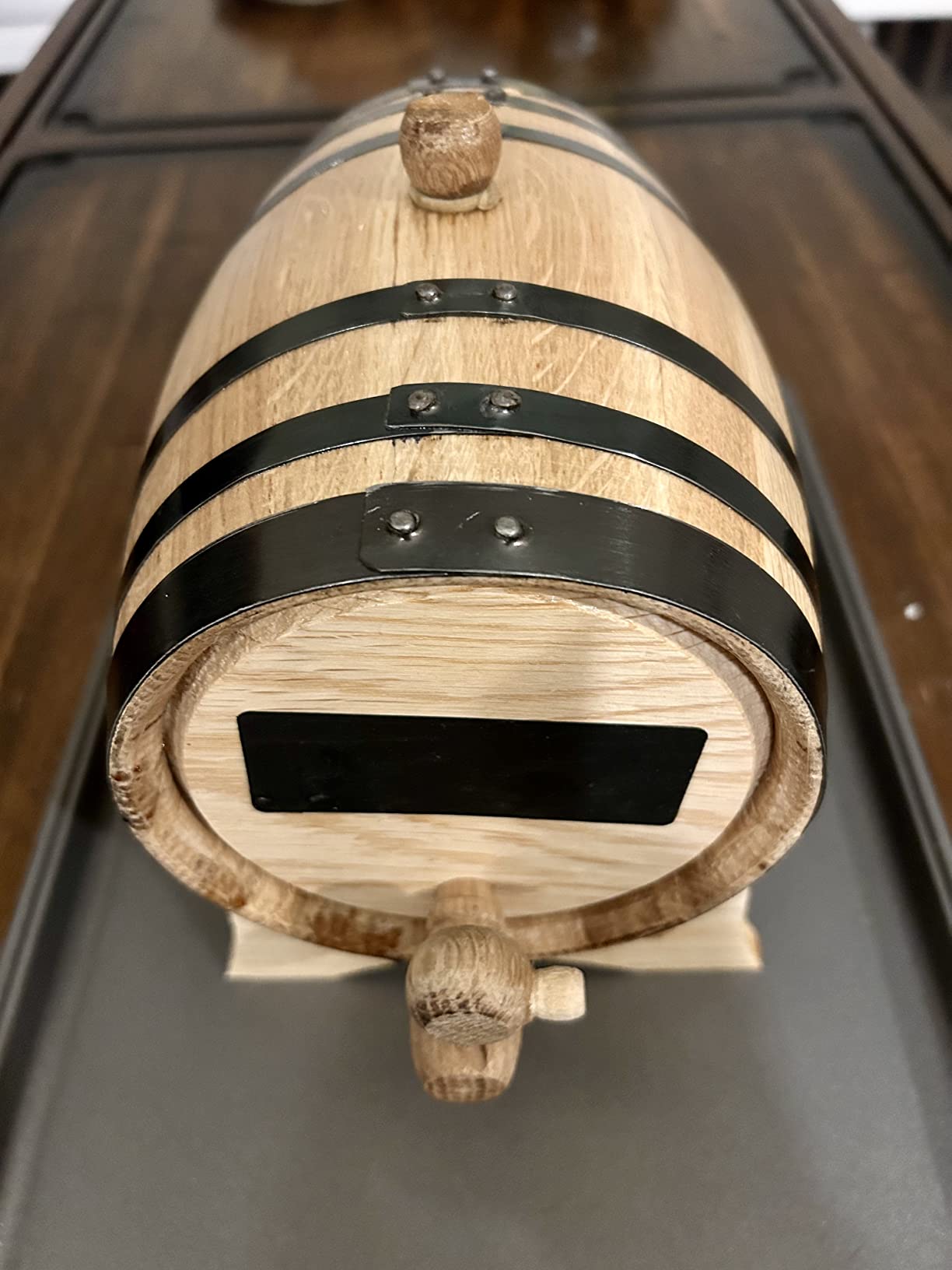 American Oak Barrel (2 liter) with Chalkboard Front - Charred Mini Keg for Aging Cocktails, Bourbon, Scotch, Whiskey, Gin, Hot Sauce - Home Bar Decor by Thousand Oaks Barrel Co. customer photo 1