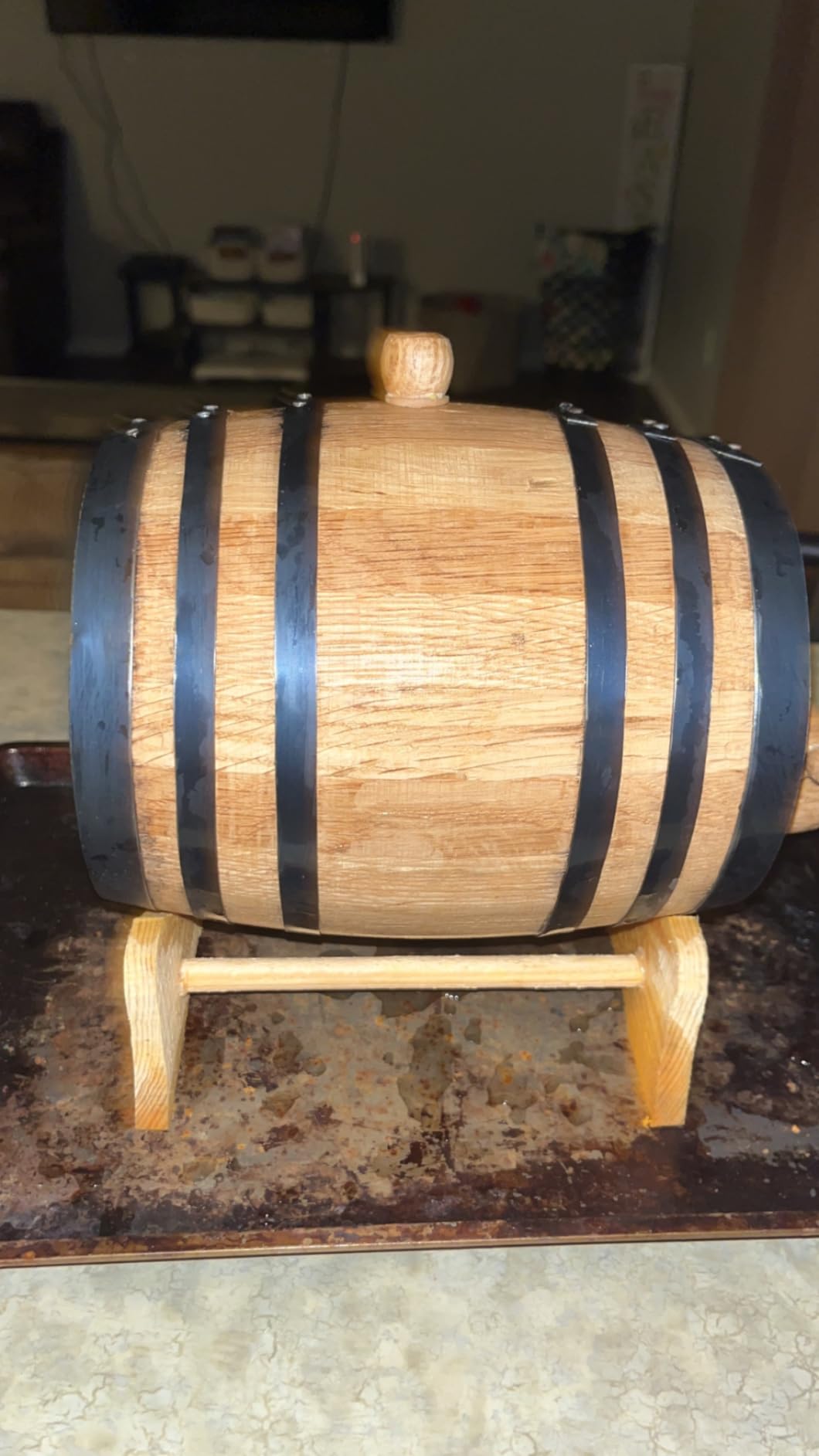 American Oak Barrel (2 liter) with Chalkboard Front - Charred Mini Keg for Aging Cocktails, Bourbon, Scotch, Whiskey, Gin, Hot Sauce - Home Bar Decor by Thousand Oaks Barrel Co. customer photo 2